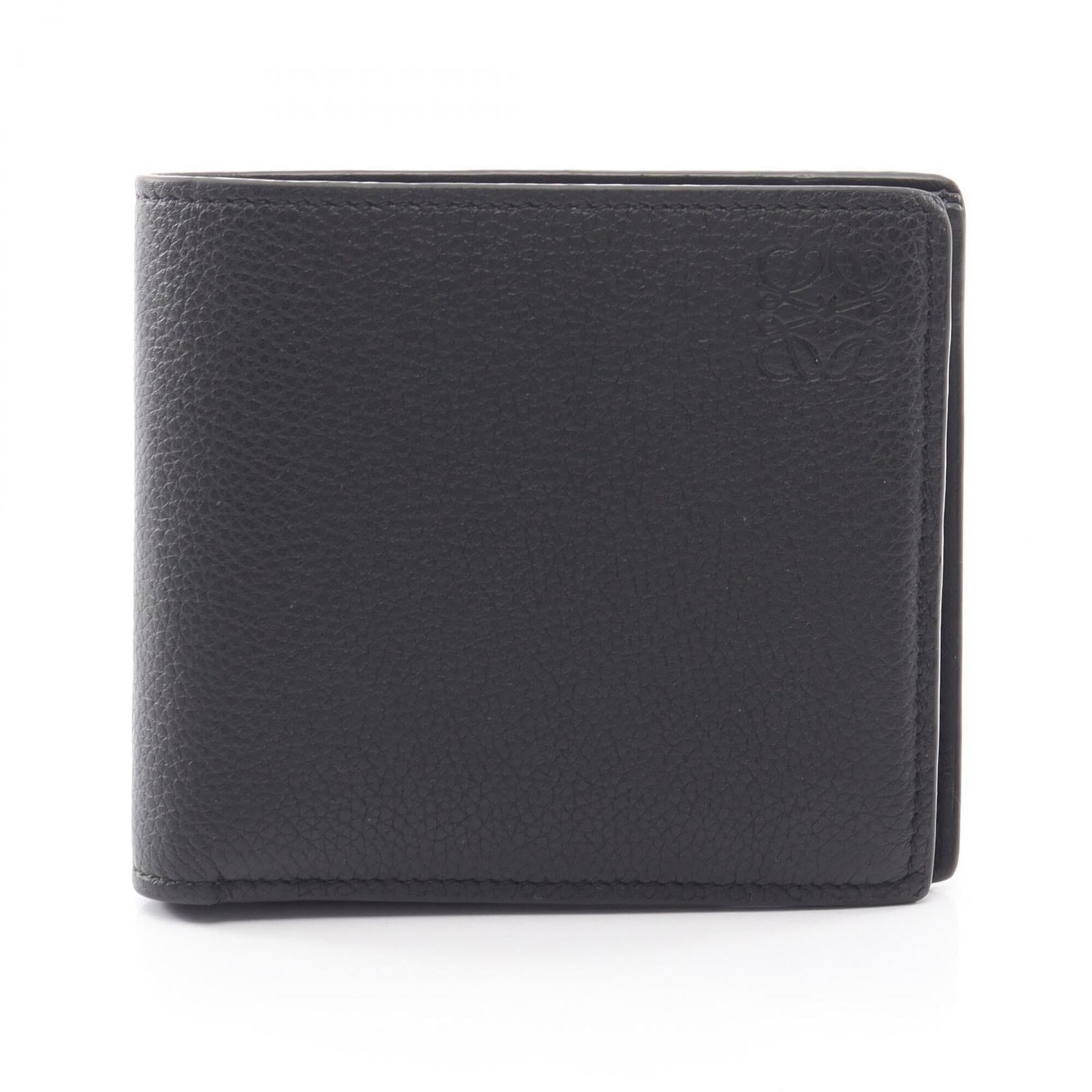 Wallet Bi Fold Leather Loewe: Wallet Bi Fold Leather Loewe Black bi-fold leather wallet from Loewe, measuring 9.5cm x 11cm x 2cm. This sleek and compact design features high-quality leather construction, suitable for everyday
