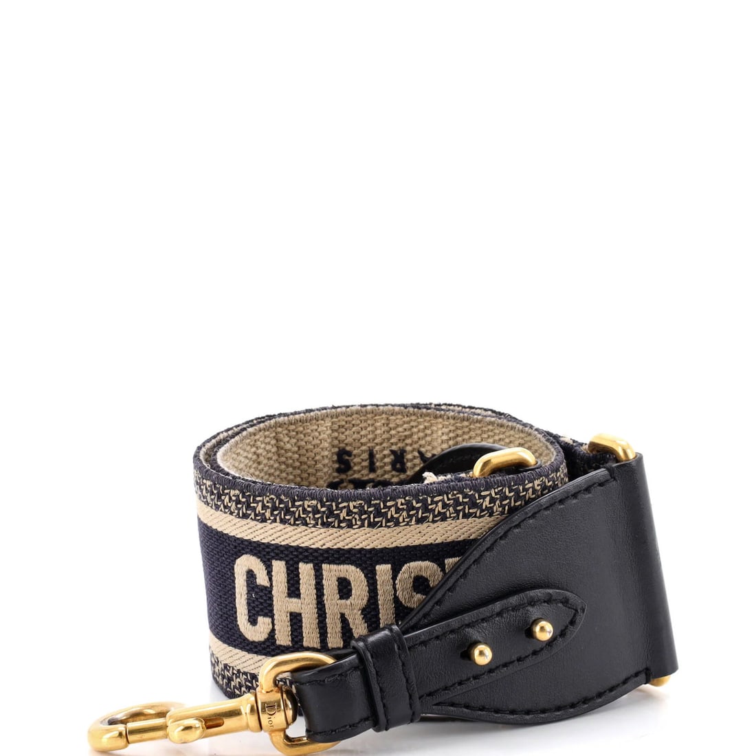 Christian Dior Logo Shoulder Strap Canvas Embroidered: Christian Dior Logo Shoulder Strap Canvas Embroidered Canvas Embroidered Shoulder Strap from Christian Dior's iconic logo design, featuring a striking blue exterior with aged gold hardware. The item
