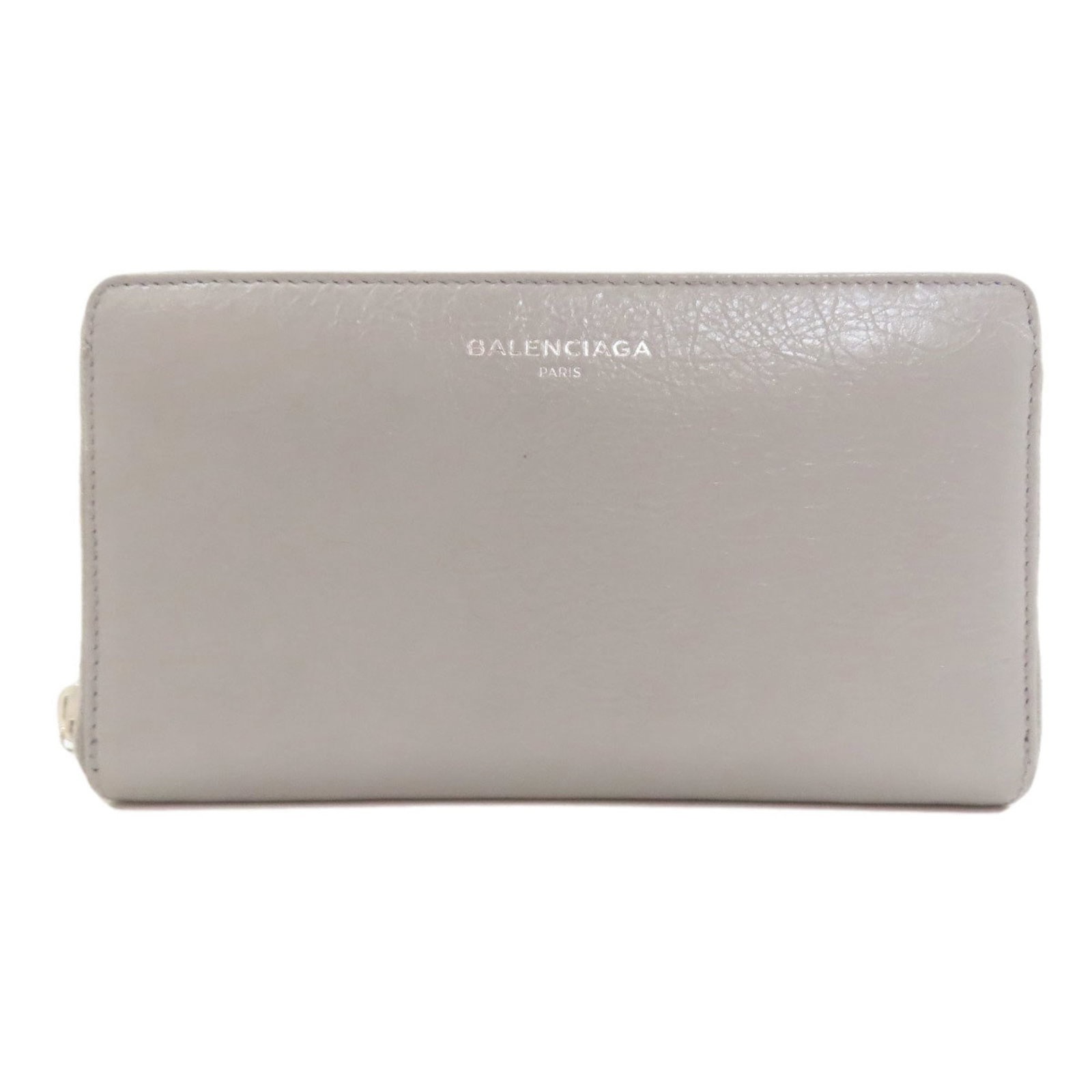 Balenciaga Long Wallet (Bi-Fold) Leather: Balenciaga Long Wallet (Bi-Fold) Leather Gray Balenciaga long wallet with bi-fold design, featuring high-quality leather construction and precise measurements at 10.5cm x 18.5cm x 2cm. This stylish