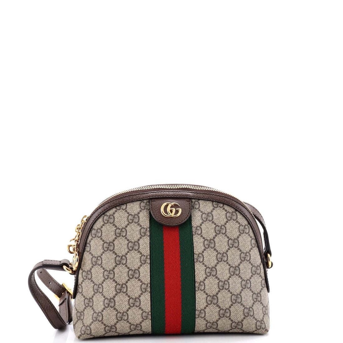 Gucci Ophidia Dome Shoulder Bag GG Coated Canvas Small: Gucci Ophidia Dome Shoulder Bag GG Coated Canvas Small The Gucci Ophidia Dome Shoulder Bag GG Coated Canvas Small boasts a timeless design with a rich brown canvas exterior, complemented by satin