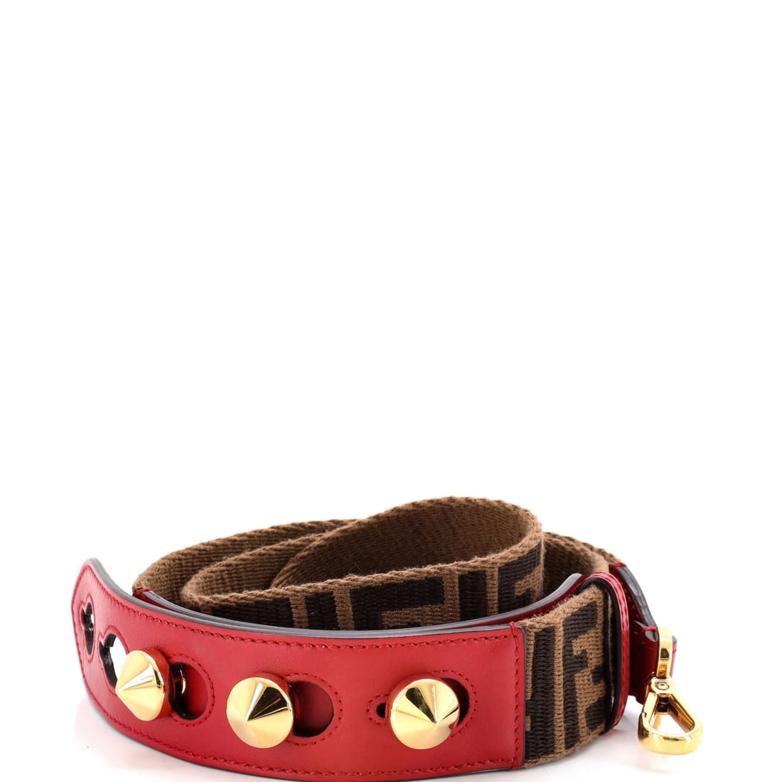 Fendi adjustable shoulder strap canvas Zucca studded leather. (1 of 4)