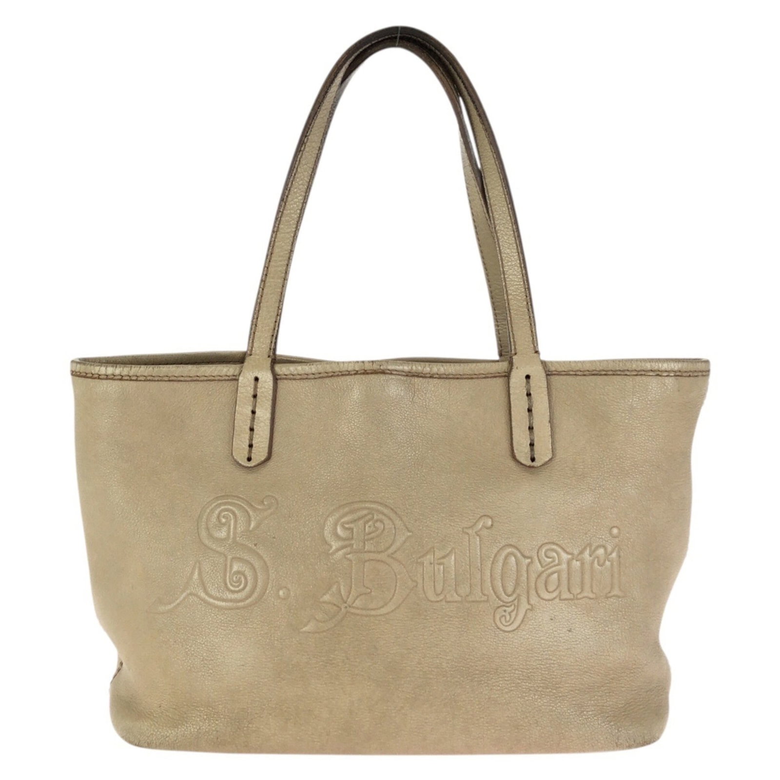 Bvlgari Handbag Tote Bag Leather: Bvlgari Handbag Tote Bag Leather Bvlgari Handbag Tote Bag Leather - A stylish and elegant tote bag from the Italian luxury brand, made from high-quality leather in a classic beige color. Measuring