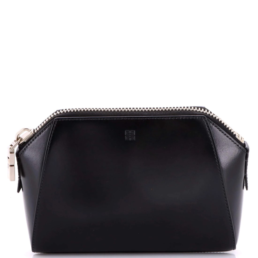 Givenchy Antigona U Crossbody Bag Leather: Givenchy Antigona U Crossbody Bag Leather Black Givenchy Antigona U Crossbody Bag Leather with silver hardware, featuring a sleek design and classic style. The bag has some wear on the exterior, inclu
