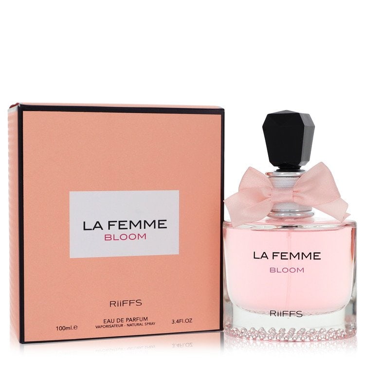 La Femme Bloom by Riiffs Eau De Parfum Spray 3.4 oz: La Femme Bloom by Riiffs Eau De Parfum Spray 3.4 oz La Femme Bloom by Riiffs Eau De Parfum Spray is a women's perfume available in a 3.4 oz size. This fragrance features a notable scent, and its size