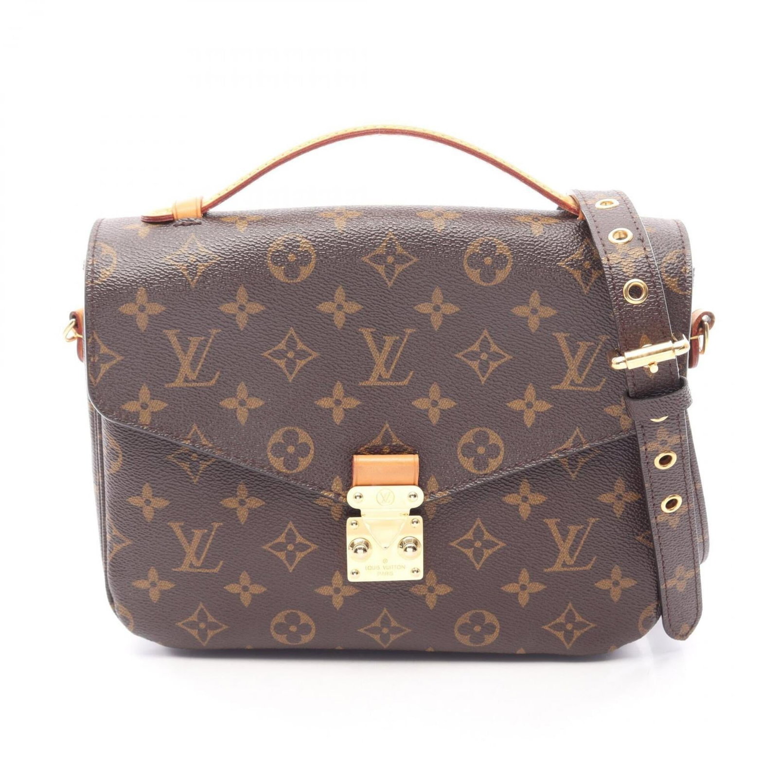 Louis Vuitton Handbag Pochette Pvc Leather: Louis Vuitton Handbag Pochette Pvc Leather PVC and leather combine in this Louis Vuitton Pochette, offering a unique blend of materials. The brown color and compact size make it a stylish accessory