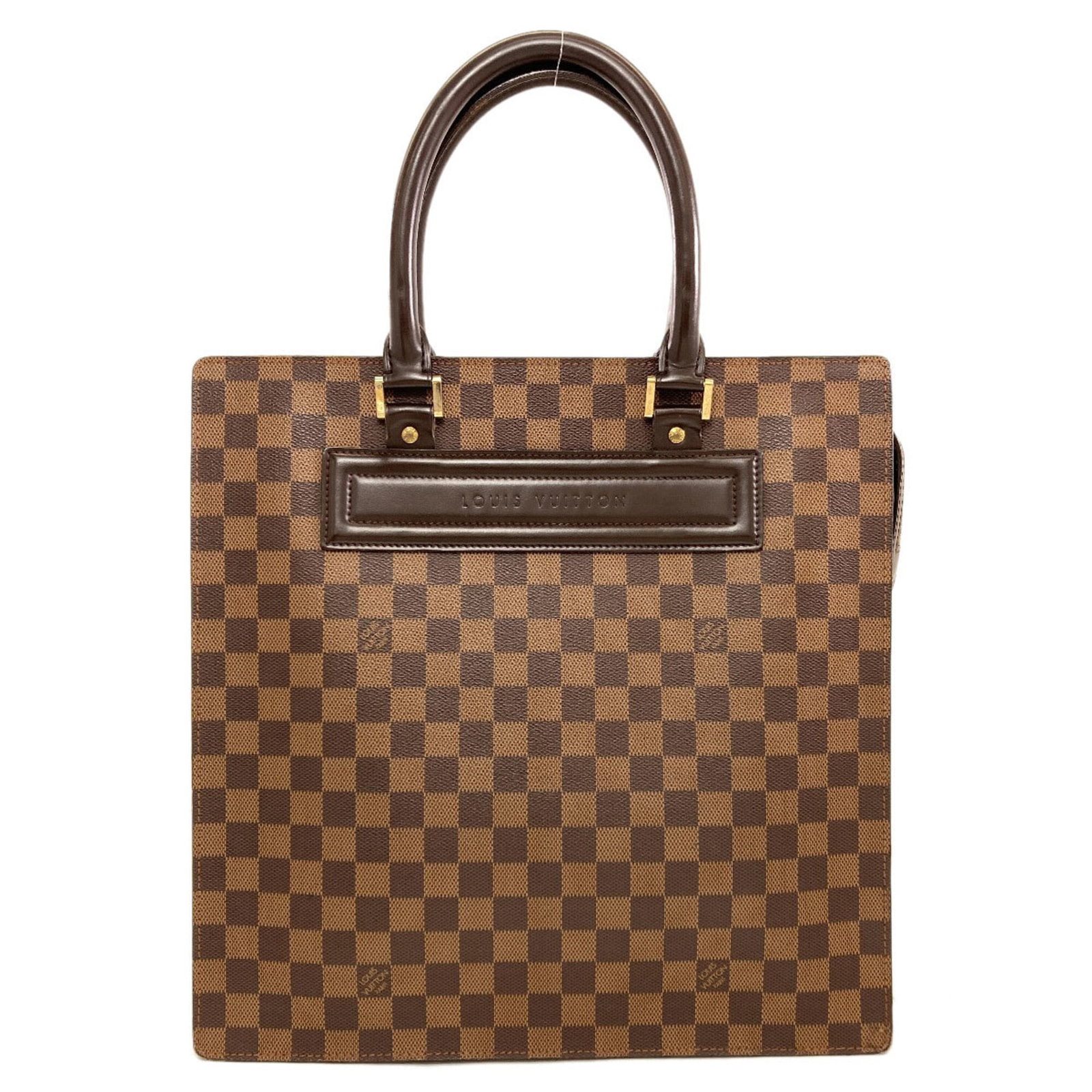 Damier Canvas Tote Bag by Louis Vuitton: Damier Canvas Tote Bag by Louis Vuitton Damier Canvas Tote Bag by Louis Vuitton, featuring the iconic Damier pattern in Ebene color, crafted from high-quality Damier Canvas material. This compact