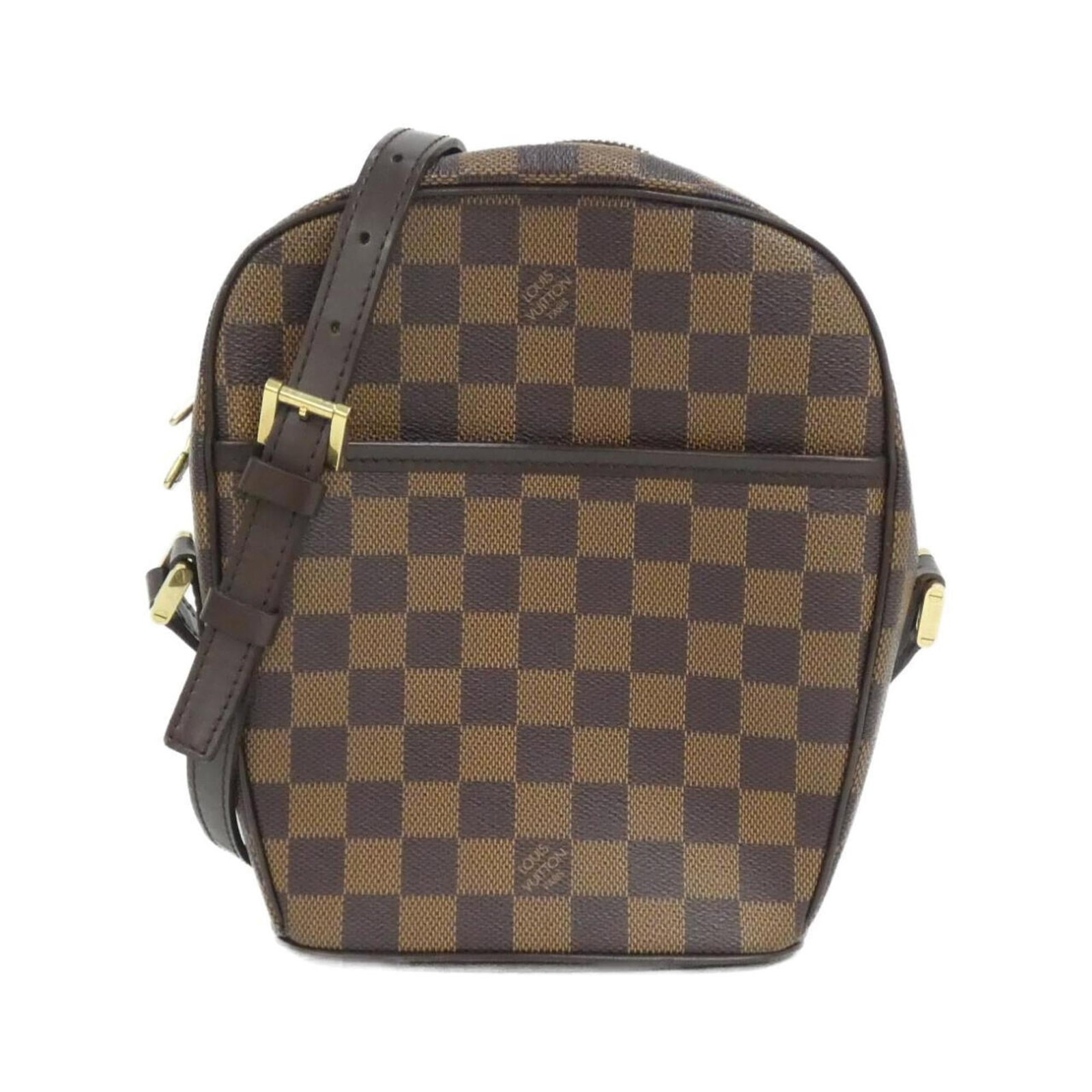 Shoulder bag coated canvas by Louis Vuitton: Shoulder bag coated canvas by Louis Vuitton Coated canvas by Louis Vuitton, featuring Ebene color and classic design. This shoulder bag measures 22cm x 16cm x 8cm, making it a compact yet stylish