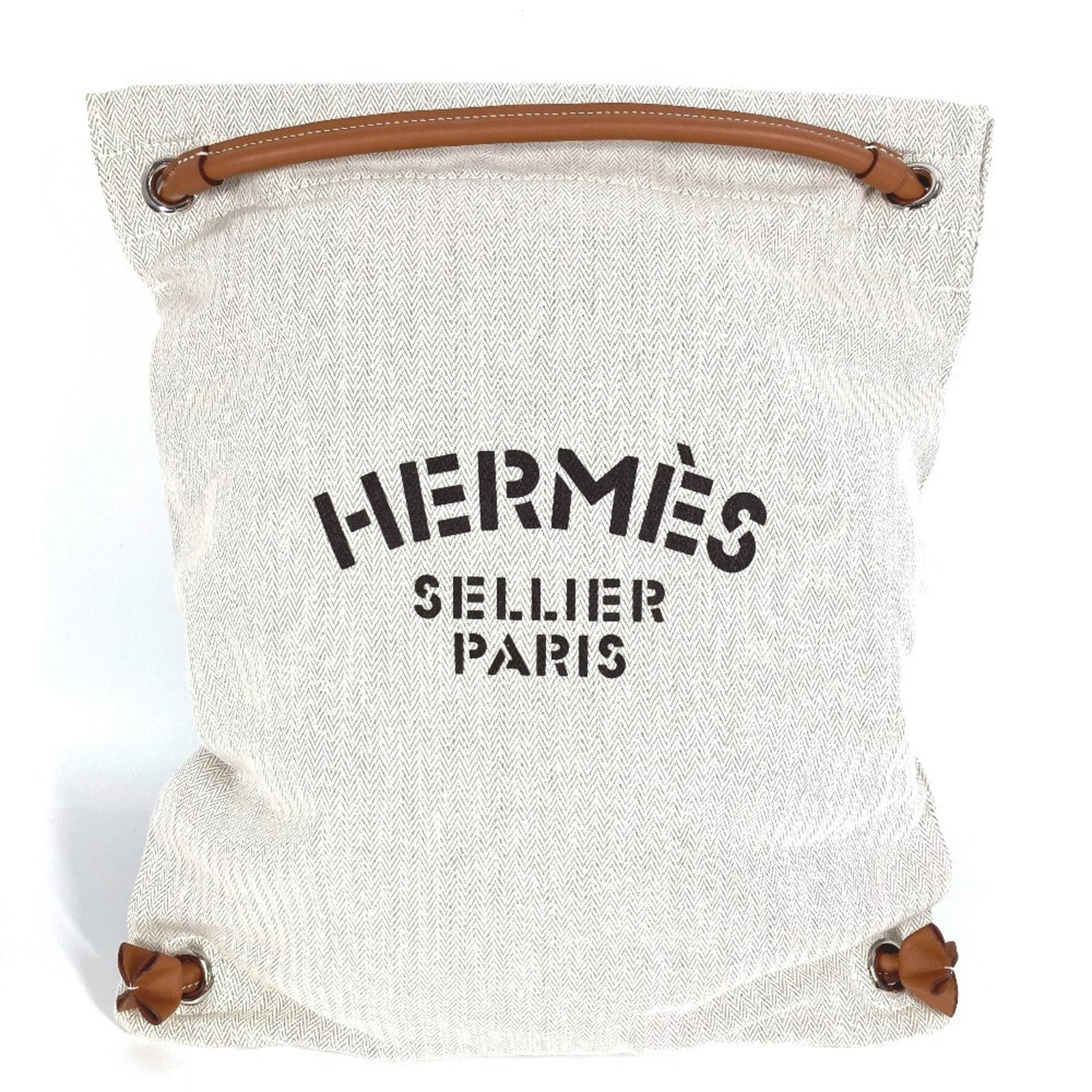 Barenia Backpack Chevron Leather Toile Hermes (1 of 17)