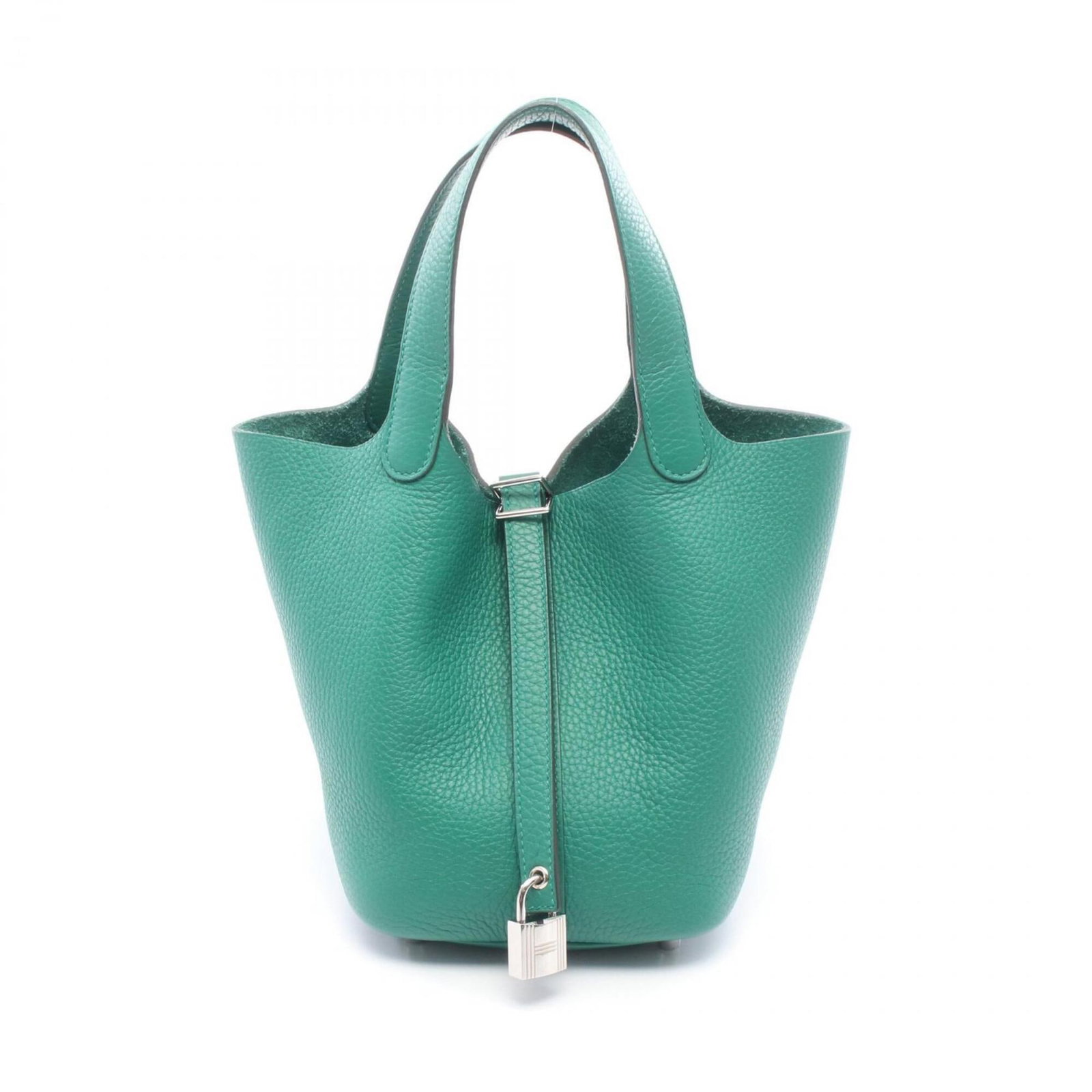Hermes Handbag Taurillon Leather Clemence: Hermes Handbag Taurillon Leather Clemence Taurillon clemence leather provides a rich, velvety texture to the Herm?s Handbag. The green color and silver hardware add a touch of elegance, while the bag'