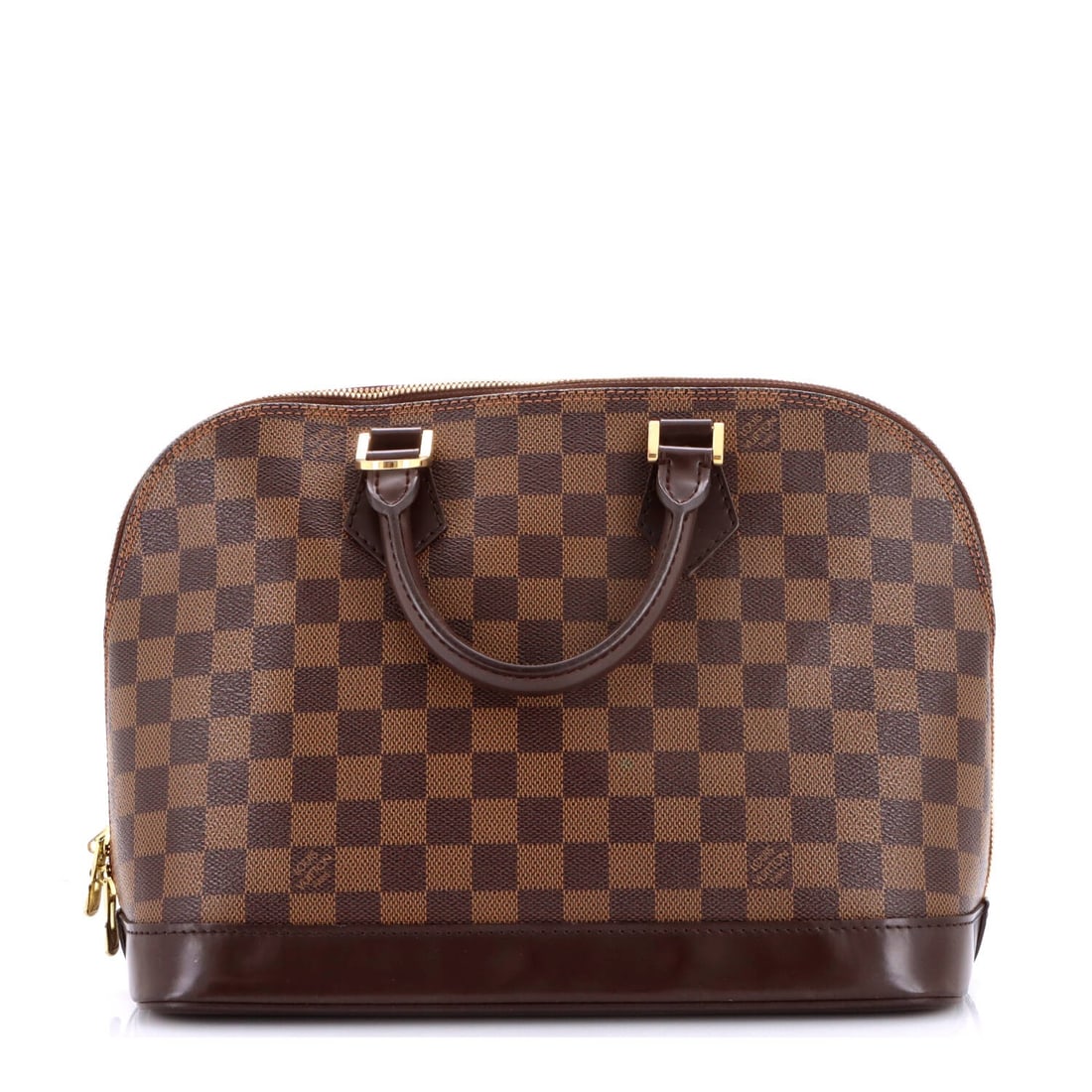 Louis Vuitton Vintage Alma Damier Handbag: Louis Vuitton Vintage Alma Damier Handbag Brown Louis Vuitton Vintage Alma Damier PM Handbag with Touched-up Base Corners and Minor Discoloration, Measuring 9" x 12.5" x 7". This Very Good Condition C