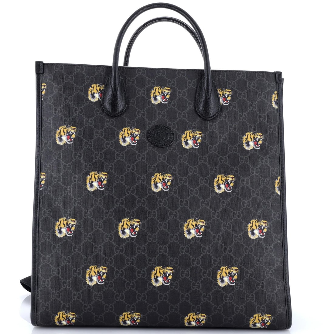 Gucci Interlocking G Patch Web Strap Convertible Tote Printed GG Coated Canvas (1 of 5)