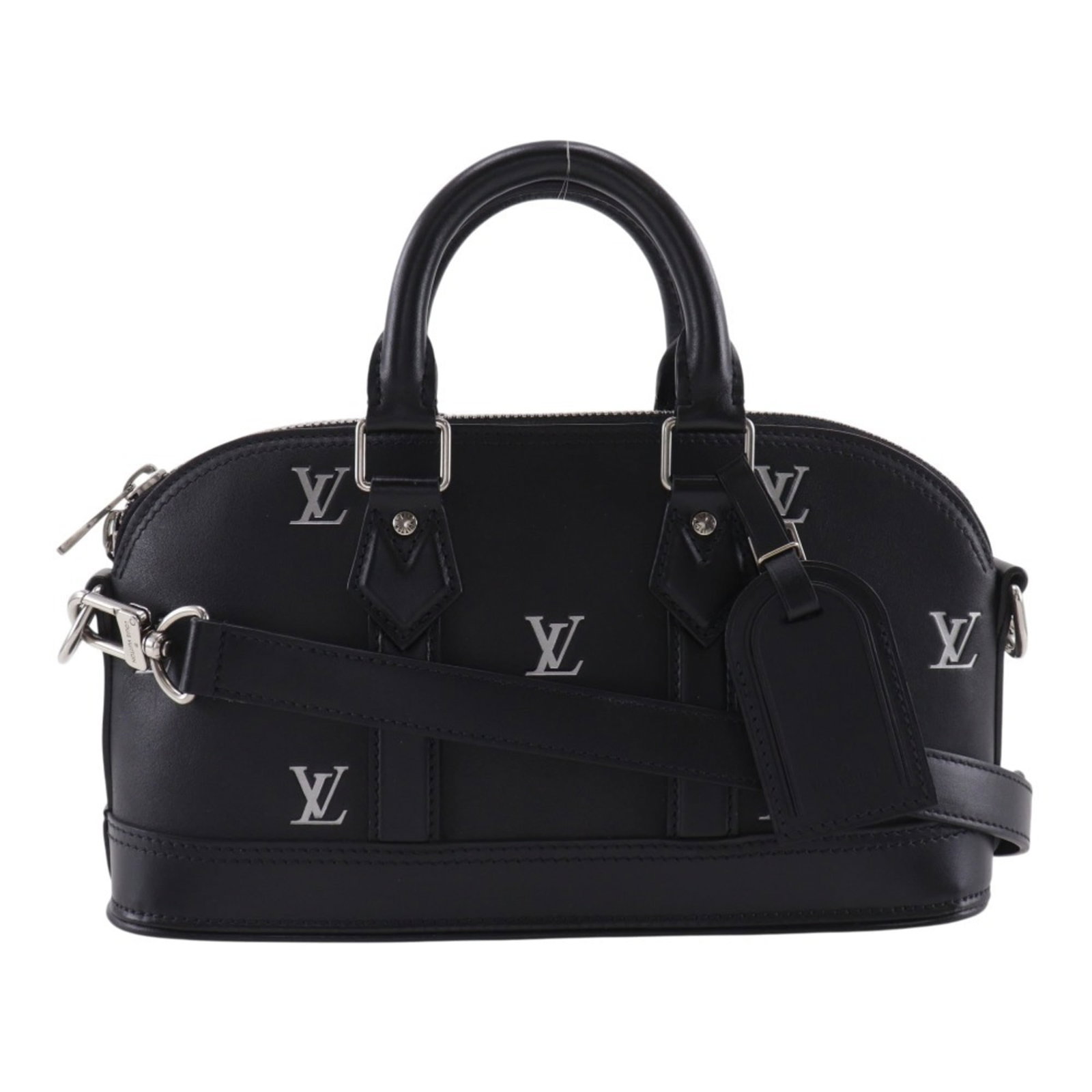 Louis Vuitton Handbag Leather: Louis Vuitton Handbag Leather Black Louis Vuitton Handbag Leather, measuring 18cm x 31cm x 10cm, features RFID technology on the body. This high-quality leather bag boasts a classic design and durable