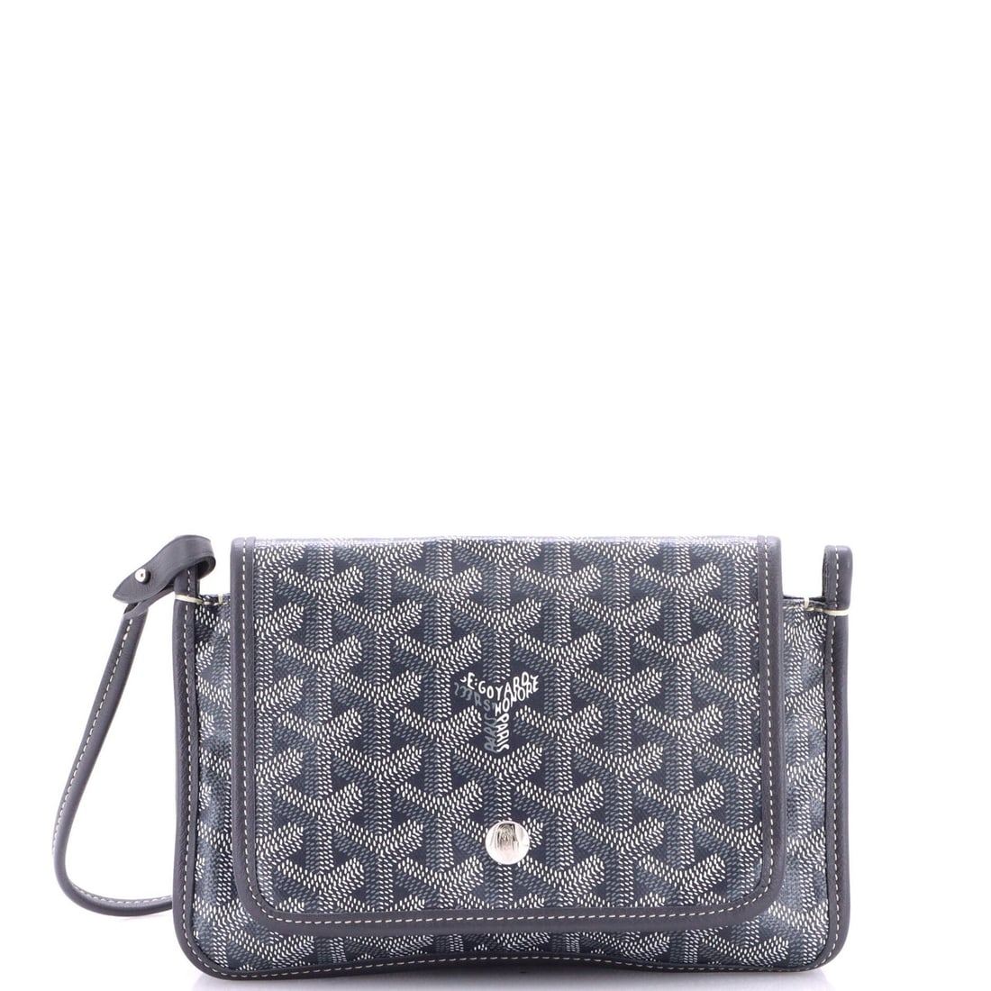 Goyard Plumet Clutch Wallet Coated Canvas: Goyard Plumet Clutch Wallet Coated Canvas The Goyard Plumet Clutch Wallet Coated Canvas features a stylish gray exterior with minor creases and a neutral interior, making it a versatile accessory for 