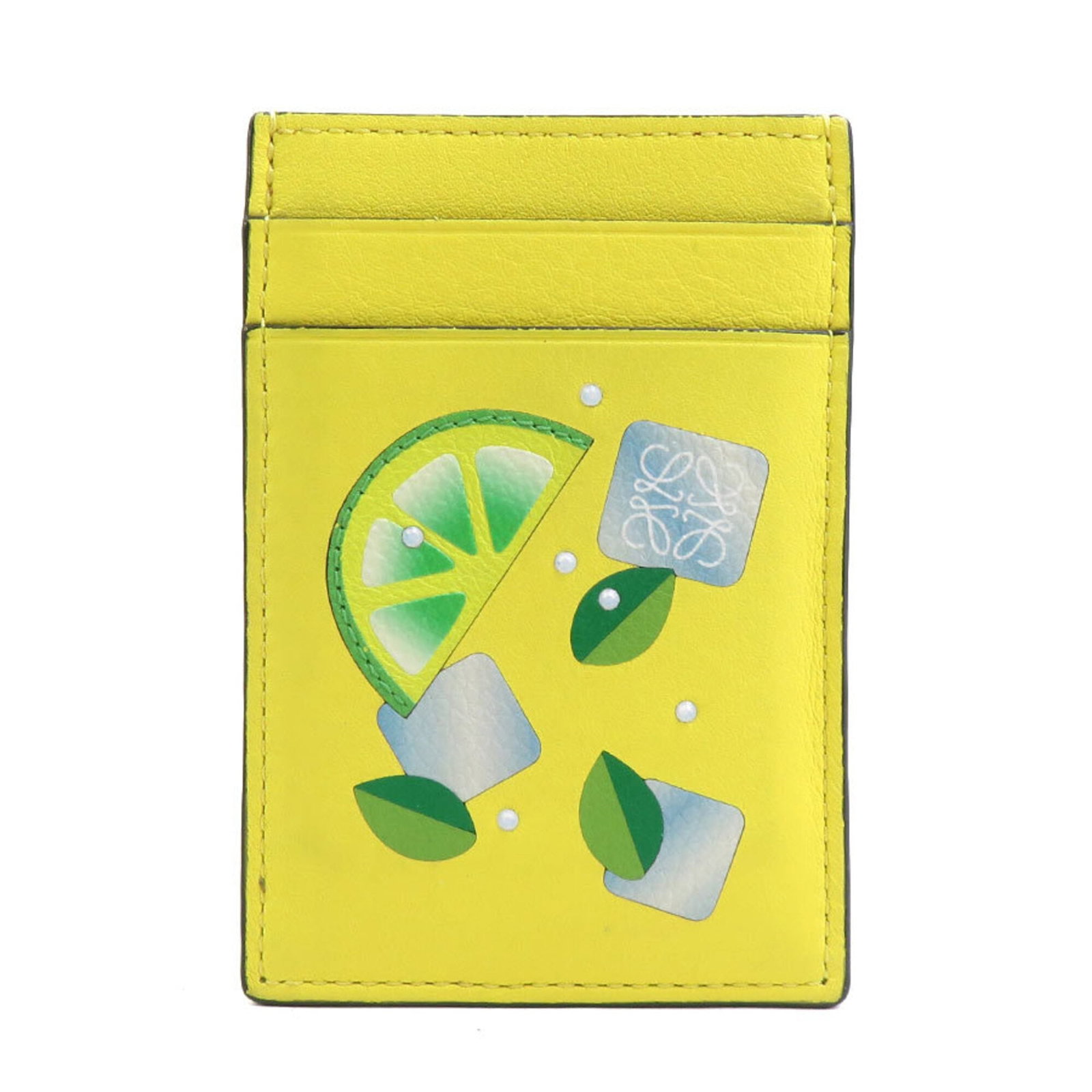 Card case leather from Loewe: Card case leather from Loewe This vibrant yellow card case from Loewe is crafted from high-quality leather, showcasing the brand's signature style. Measuring just 10cm x 7cm, it provides a compact