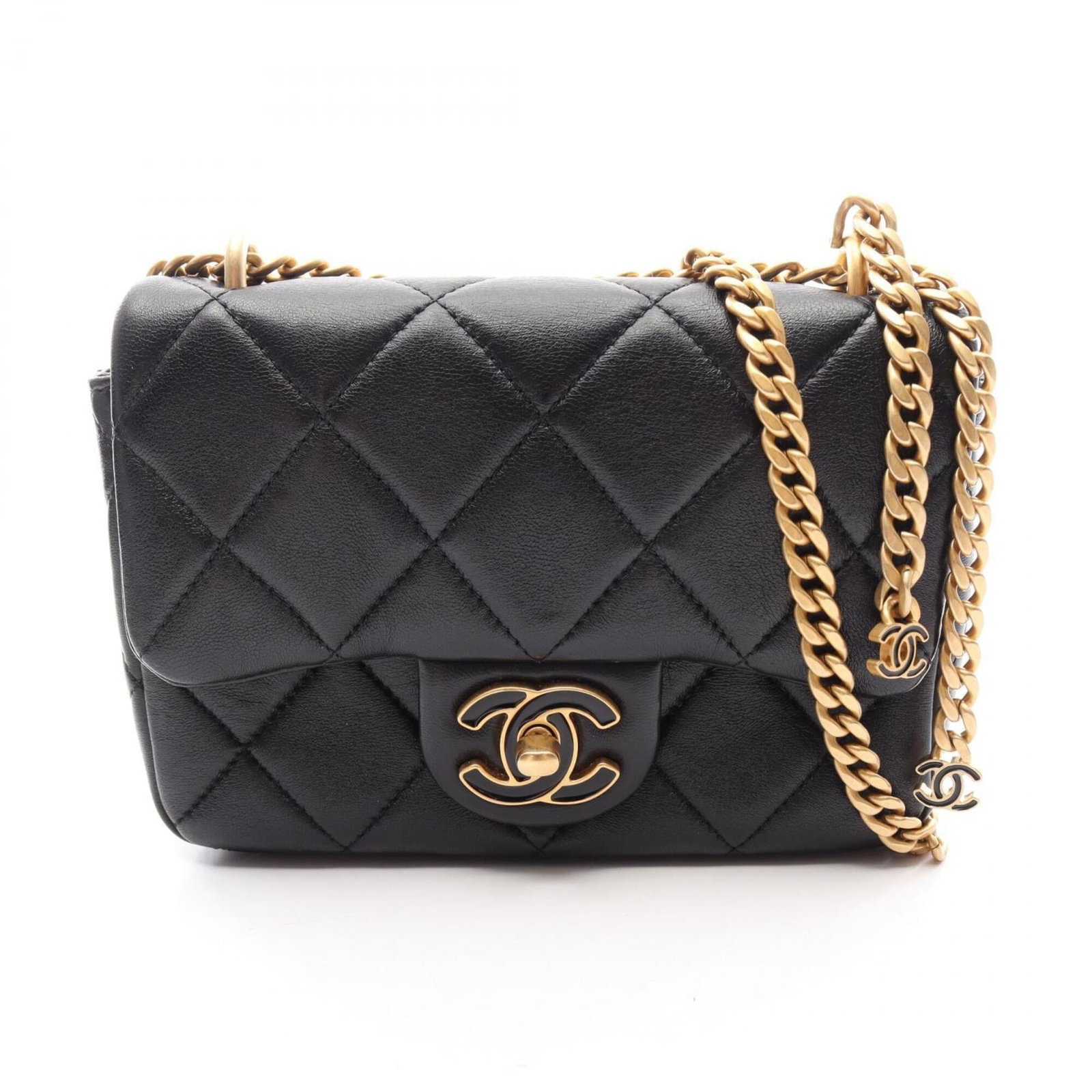 Chanel Handbag Shoulder Bag Leather: Chanel Handbag Shoulder Bag Leather The Chanel MPN AS3113 Leather Shoulder Bag boasts sleek, sophisticated design with its classic black lambskin exterior and gold hardware accents. Measuring just 13c