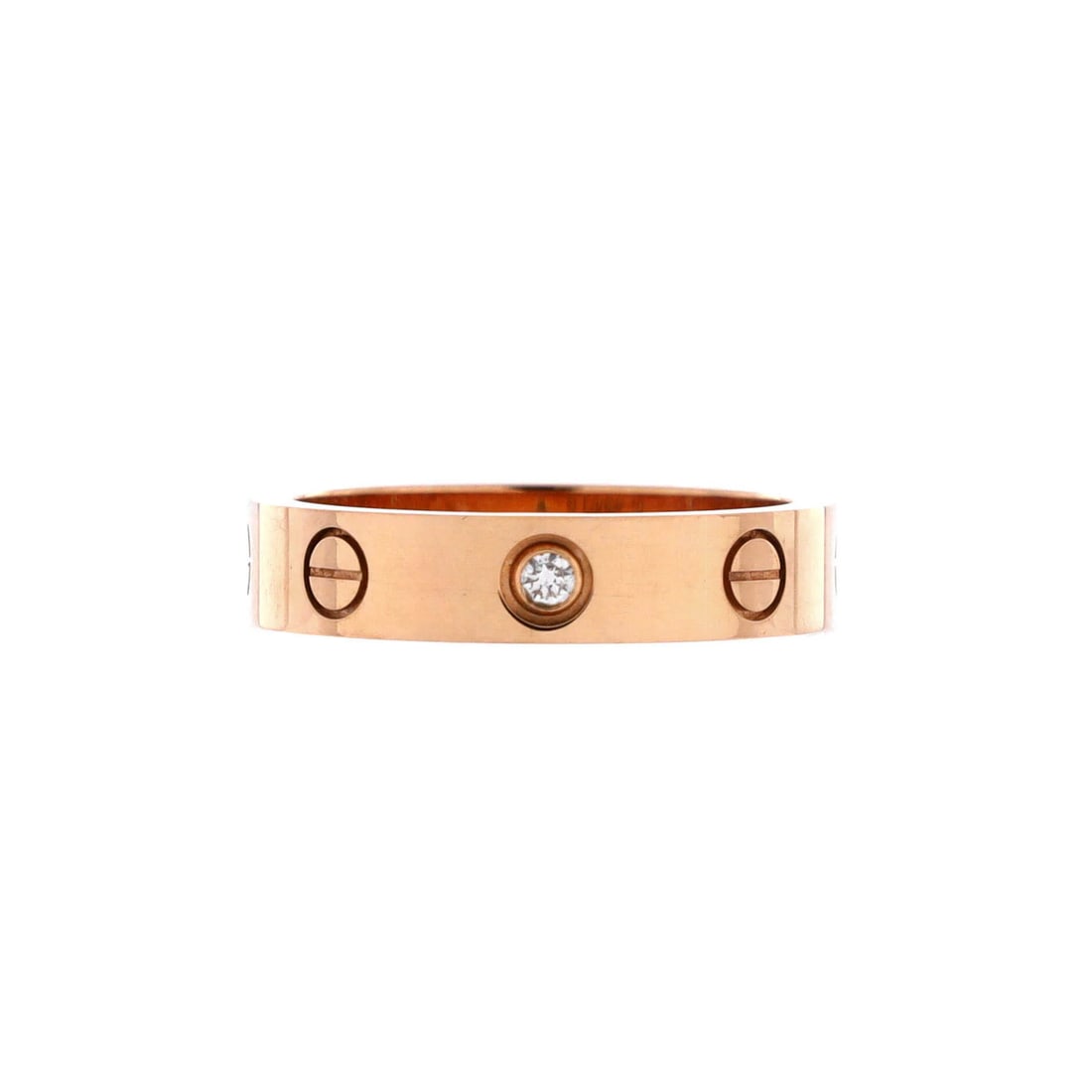Cartier Love Wedding Band 1 Diamond Ring 18K Rose Gold with Diamond: Cartier Love Wedding Band 1 Diamond Ring 18K Rose Gold with Diamond 18K Rose Gold Cartier Love Wedding Band 1 Diamond Ring features a stunning diamond set in an 18K rose gold band, offering a timeless