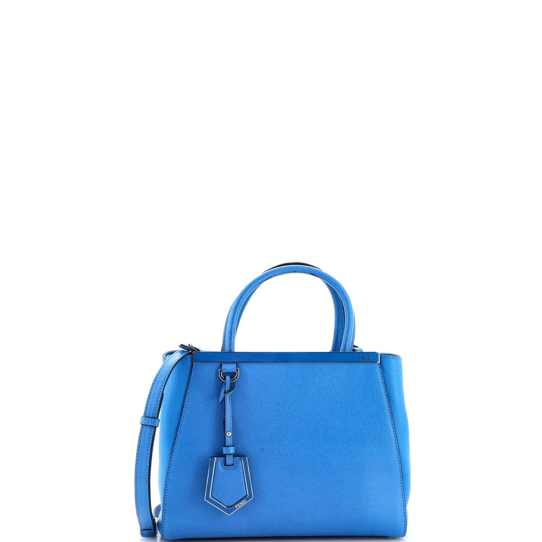 Fendi 2Jours Bag Leather Petite: Fendi 2Jours Bag Leather Petite The Fendi 2Jours Bag Leather Petite boasts sleek, sophisticated design with its top handle and blue exterior. Measuring petite in size, this stylish bag features a