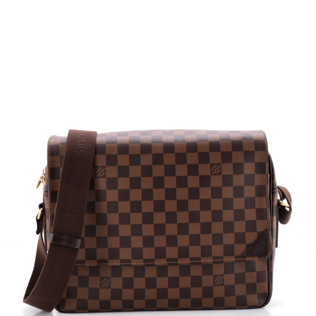 Louis Vuitton Shelton Messenger Bag Damier MM: Louis Vuitton Shelton Messenger Bag Damier MM The Louis Vuitton Shelton Messenger Bag Damier MM boasts classic style with its timeless brown canvas exterior and gold hardware. With a spacious interior