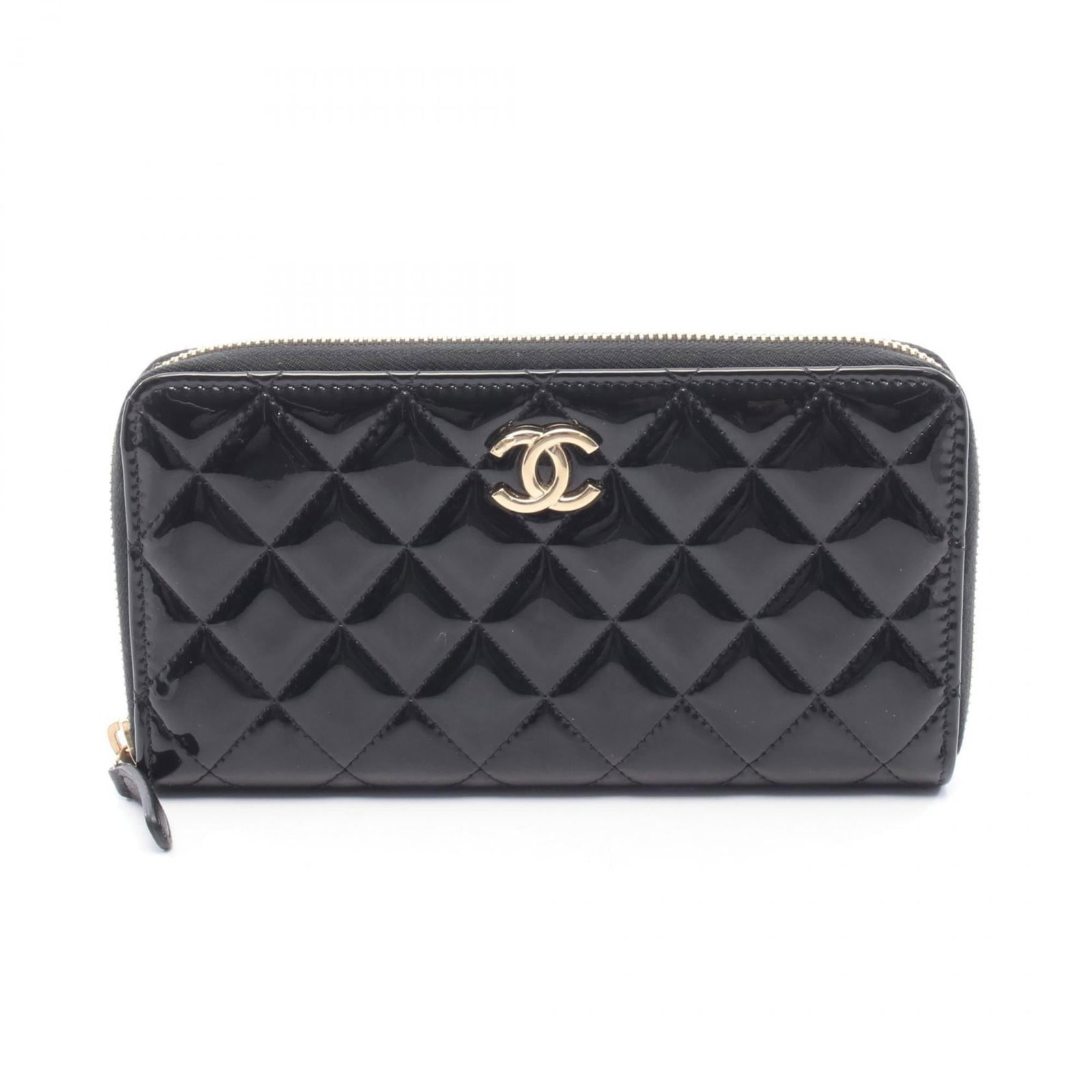 Patent Leather Bi Fold Wallet By Chanel: Patent Leather Bi Fold Wallet By Chanel Patent leather bi-fold wallet by Chanel features sleek black design with precise measurements, measuring 10cm x 19cm x 2cm. The patent leather material adds a