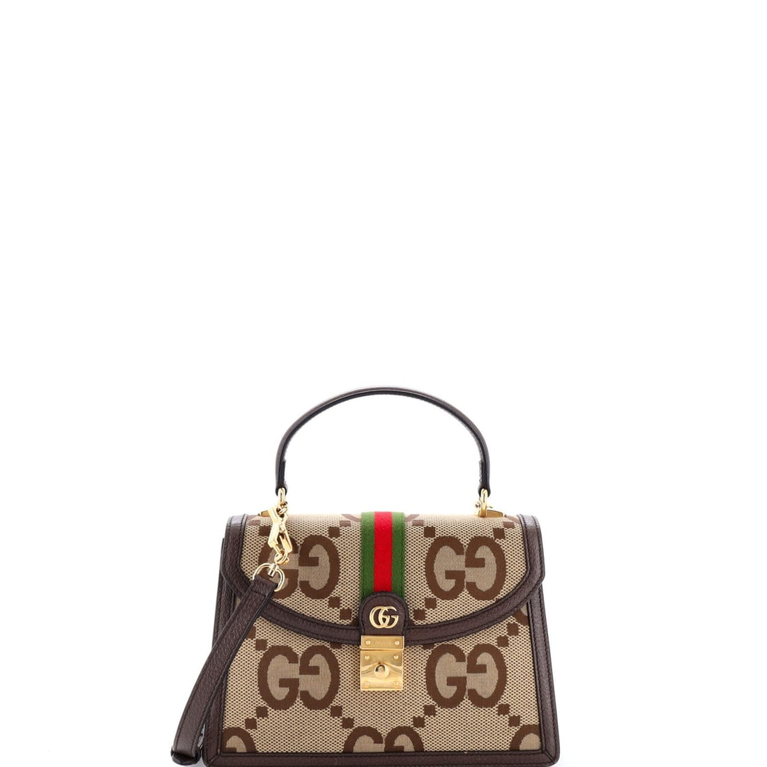 Gucci Ophidia Flap Top Handle Bag Canvas Jumbo Small GG: Gucci Ophidia Flap Top Handle Bag Canvas Jumbo Small GG Gucci's iconic Ophidia Flap Top Handle Bag is a stylish canvas jumbo small GG, featuring a classic cross body design with a signature flap top