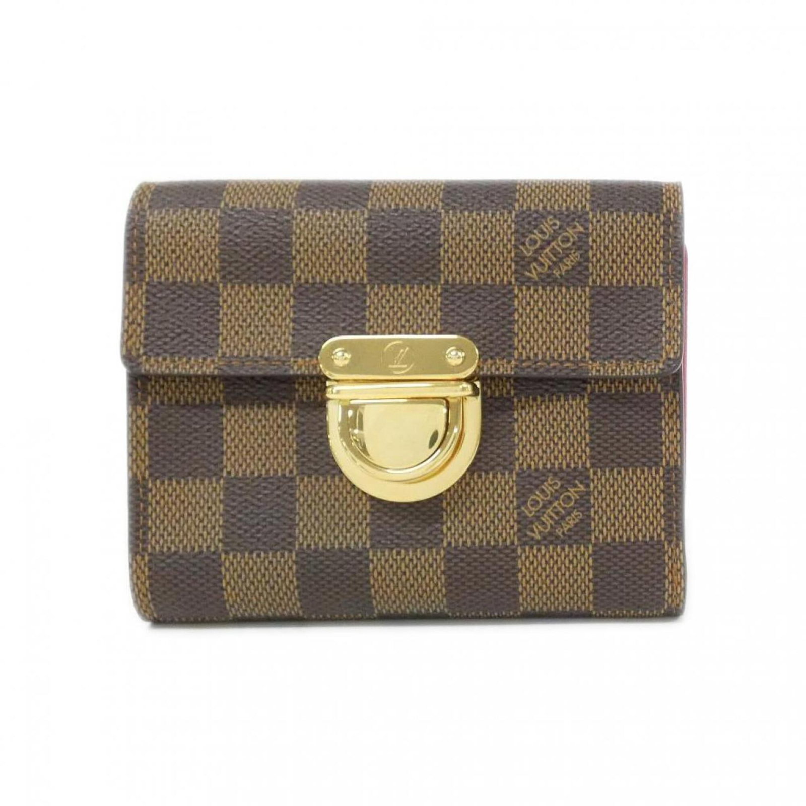 Coated Canvas Tri Fold Louis Vuitton: Coated Canvas Tri Fold Louis Vuitton Coated canvas tri-fold Louis Vuitton wallet with Ebene color, measuring 10cm x 12cm x 2cm. This stylish wallet features a classic design and coated canvas material