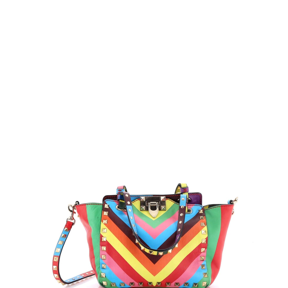 Leather Mini Valentino Garavani Rockstud Striped Tote 1973 (1 of 7)