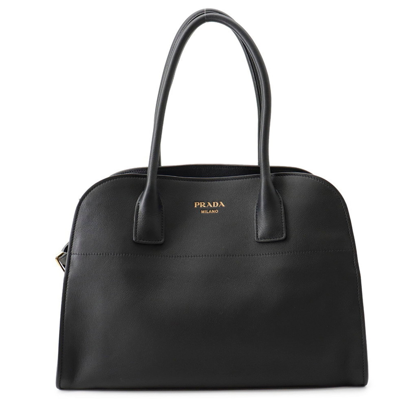 Tote bag leather: Tote bag leather Black leather tote bag from Prada, measuring 25cm x 35cm x 16.5cm, bearing the brand's signature. Made in Italy, this tote features high-quality leather construction and a classic