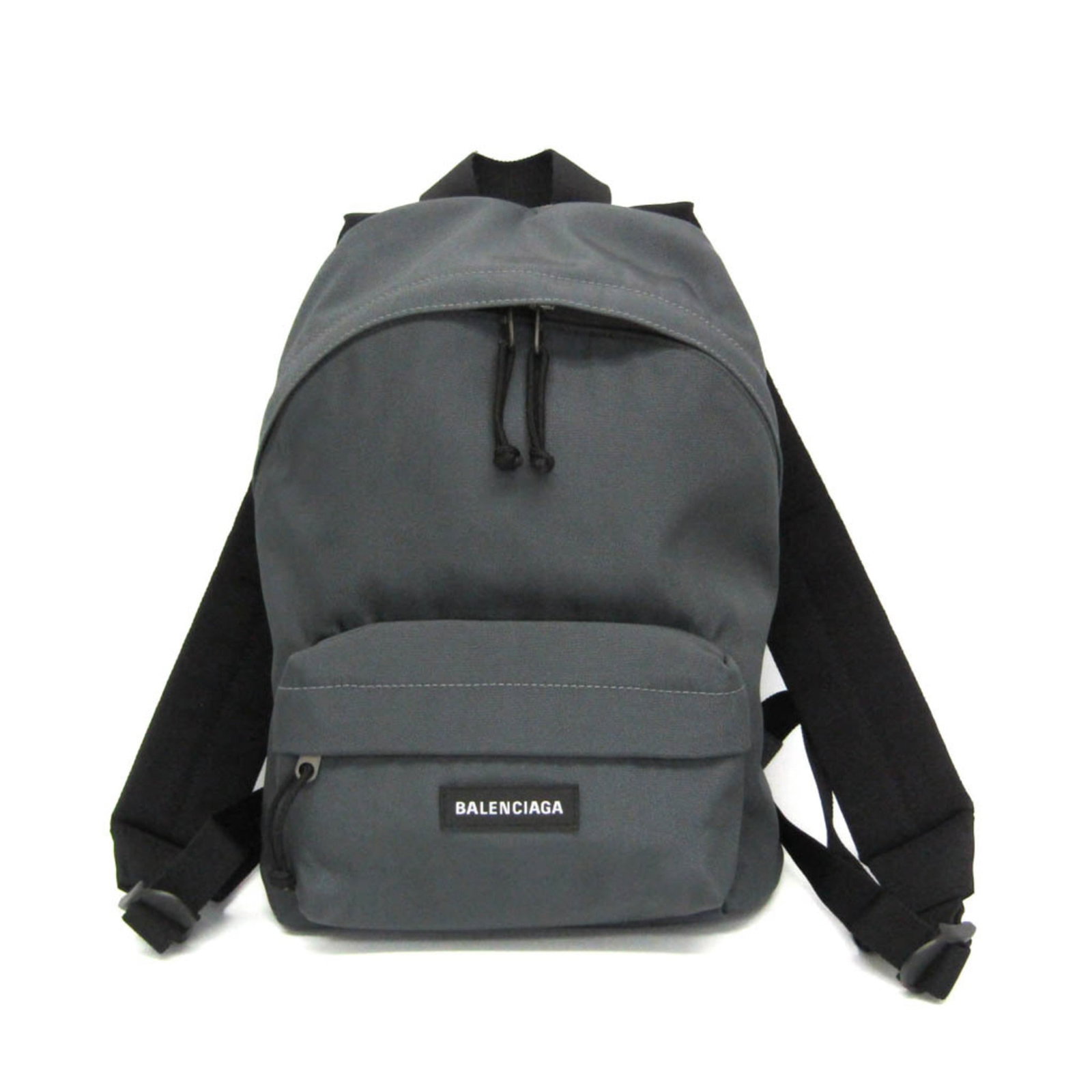 Nylon Backpack By Balenciaga: Nylon Backpack By Balenciaga Black and gray nylon backpack with open pocket 1, zipper pocket 1, and outer zipper pocket 1. Measuring 35cm x 26cm x 12cm, it features adjustable straps from 48cm to 95cm