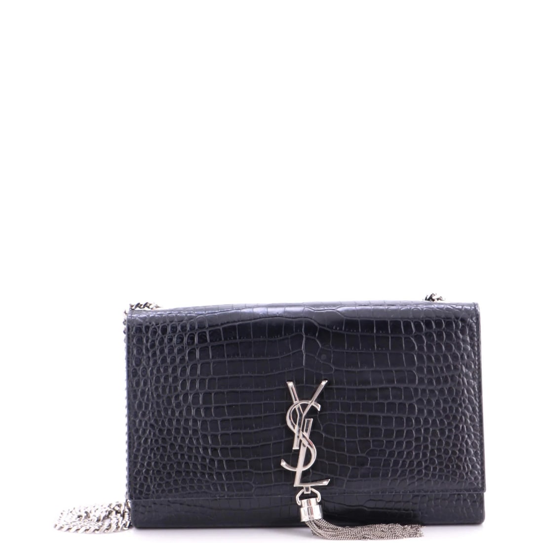 Crocodile Leather Tassel Crossbody Classic Bag Monogram Saint Laurent: Crocodile Leather Tassel Crossbody Classic Bag Monogram Saint Laurent Crocodile leather adds an edgy touch to the Classic Monogram Tassel Crossbody Bag, featuring a timeless design with a signature