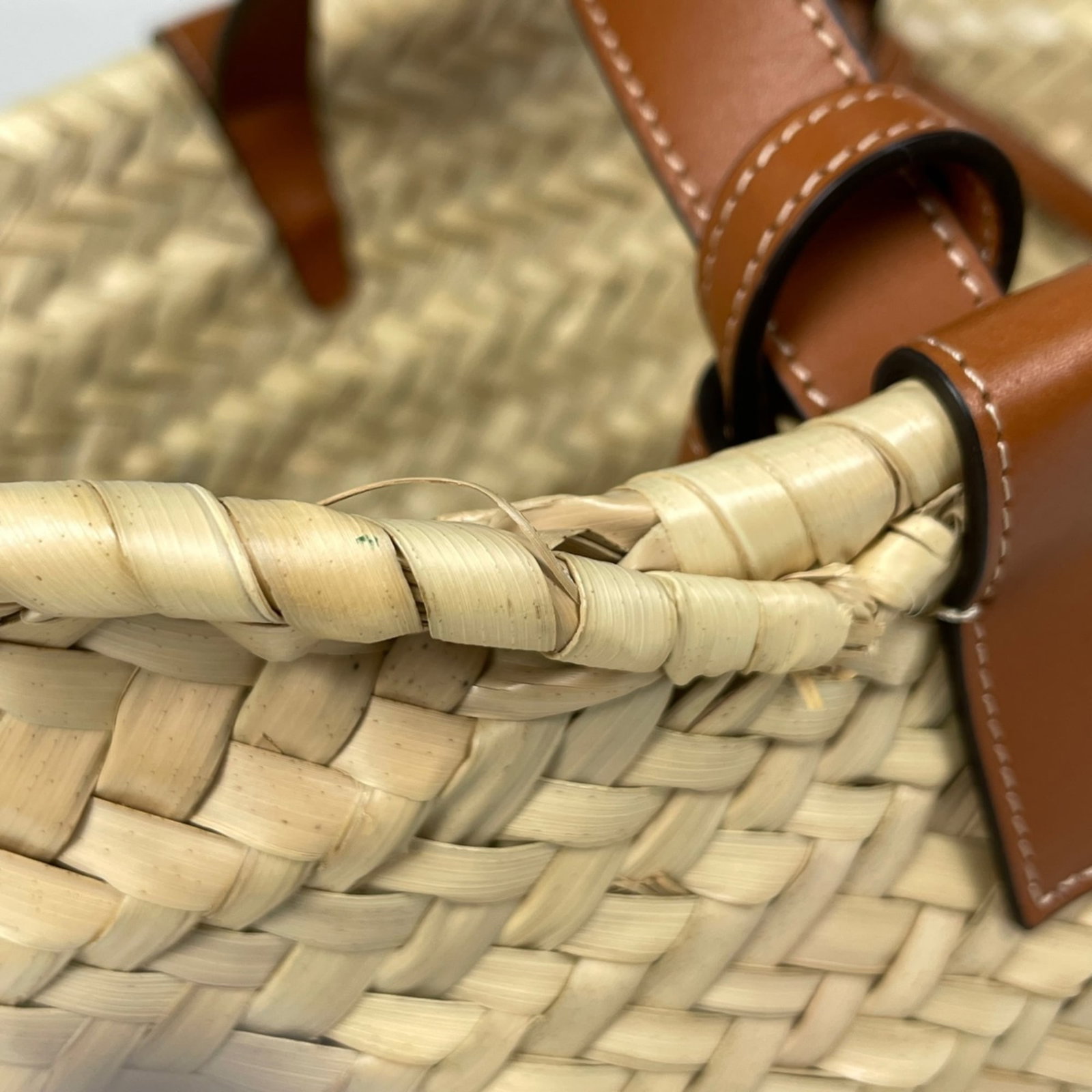 Raffia leather tote bag - 4