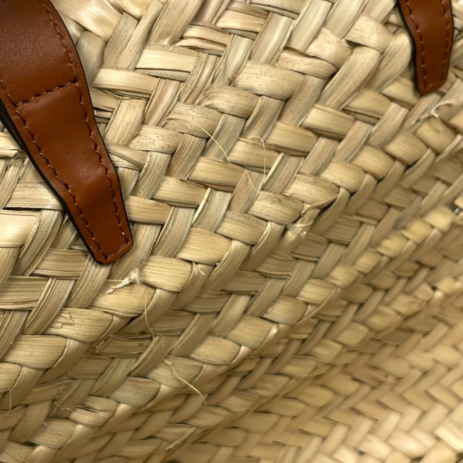 Raffia leather tote bag - 6