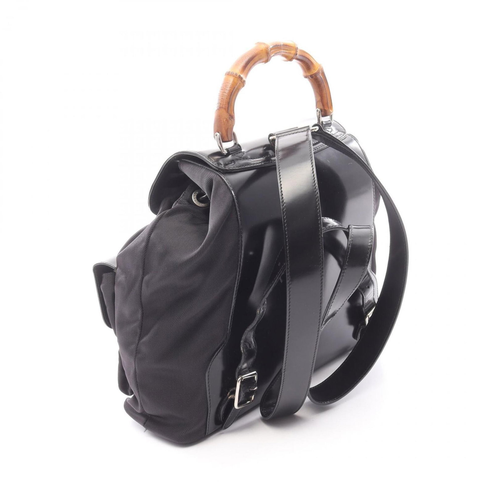Nylon Leather Backpack Handbag - 2
