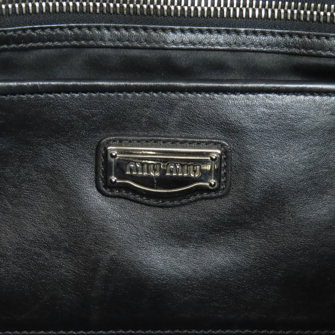 Miumiu Logo Studs Tote Bag Leather - 6
