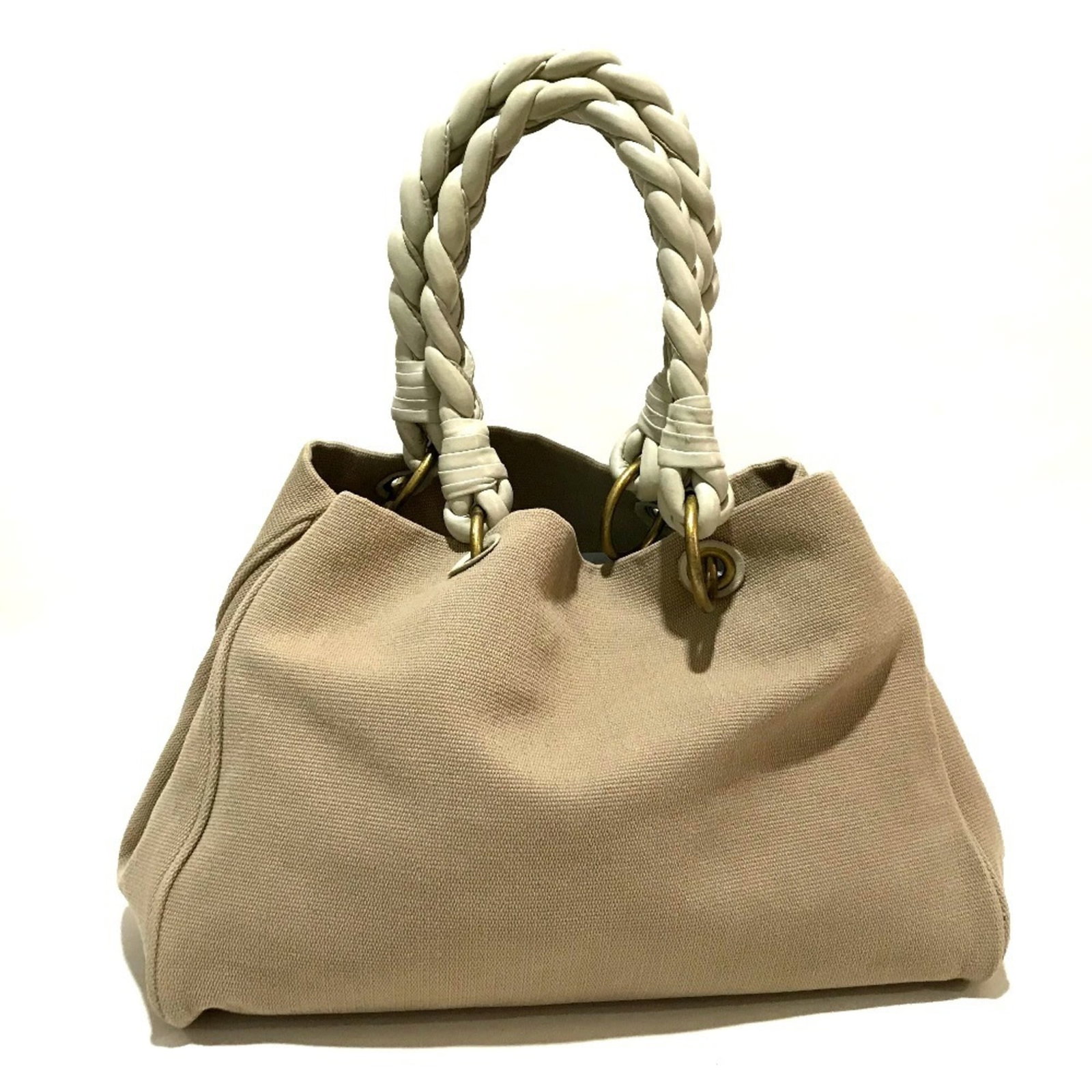 Veneta Leather Canvas Bag Bottega Tote Shoulder: Veneta Leather Canvas Bag Bottega Tote Shoulder Bottega Veneta's iconic canvas and leather tote bag boasts a timeless design with clean lines, gold hardware, and an elegant beige and ivory color