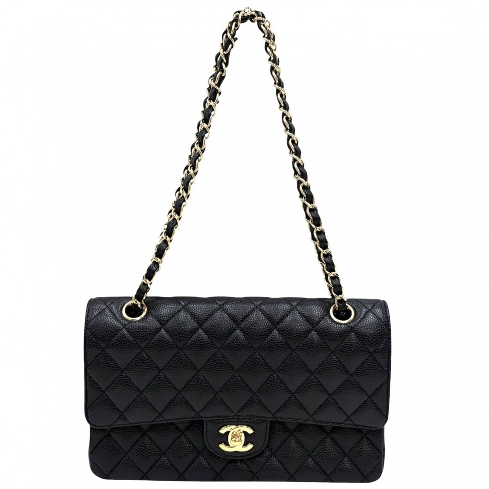 Calfskin Grained Chanel Bag: Calfskin Grained Chanel Bag Calfskin Grained Chanel Bag - A Timeless Black Shoulder Bag. Made from high-quality grained calfskin, this sleek shoulder bag features a classic design with clean lines