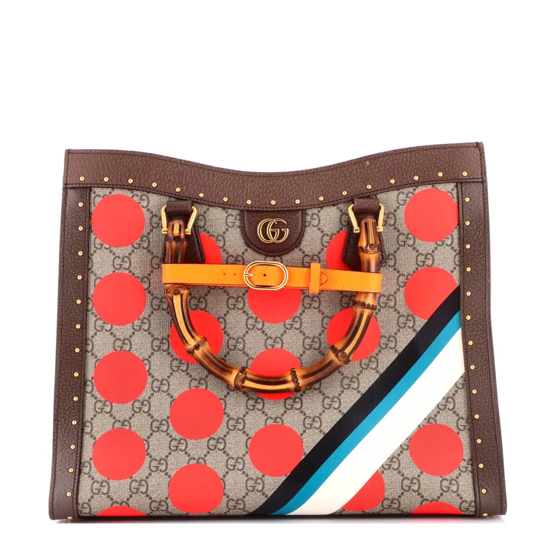 Diana NM Bamboo Gucci Handle Tote Coated GG Printed Studded Leather (1 of 7)