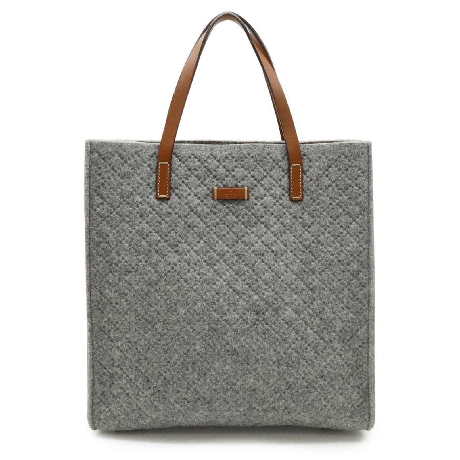 Shoulder Bag Gucci Tote Bag Felt Leather Handbag: Shoulder Bag Gucci Tote Bag Felt Leather Handbag Gucci's Diamante shoulder bag features a unique blend of felt and leather materials, crafted into a stylish tote with gray-brown tones. The bag measure