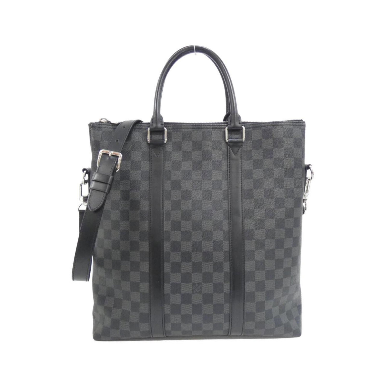 Canvas Coated Louis Vuitton Handbag: Canvas Coated Louis Vuitton Handbag Canvas Coated Louis Vuitton Handbag features a Graphite color with silver hardware, made from coated canvas and measuring 37cm x 34cm x 7cm. This Damier Graphite