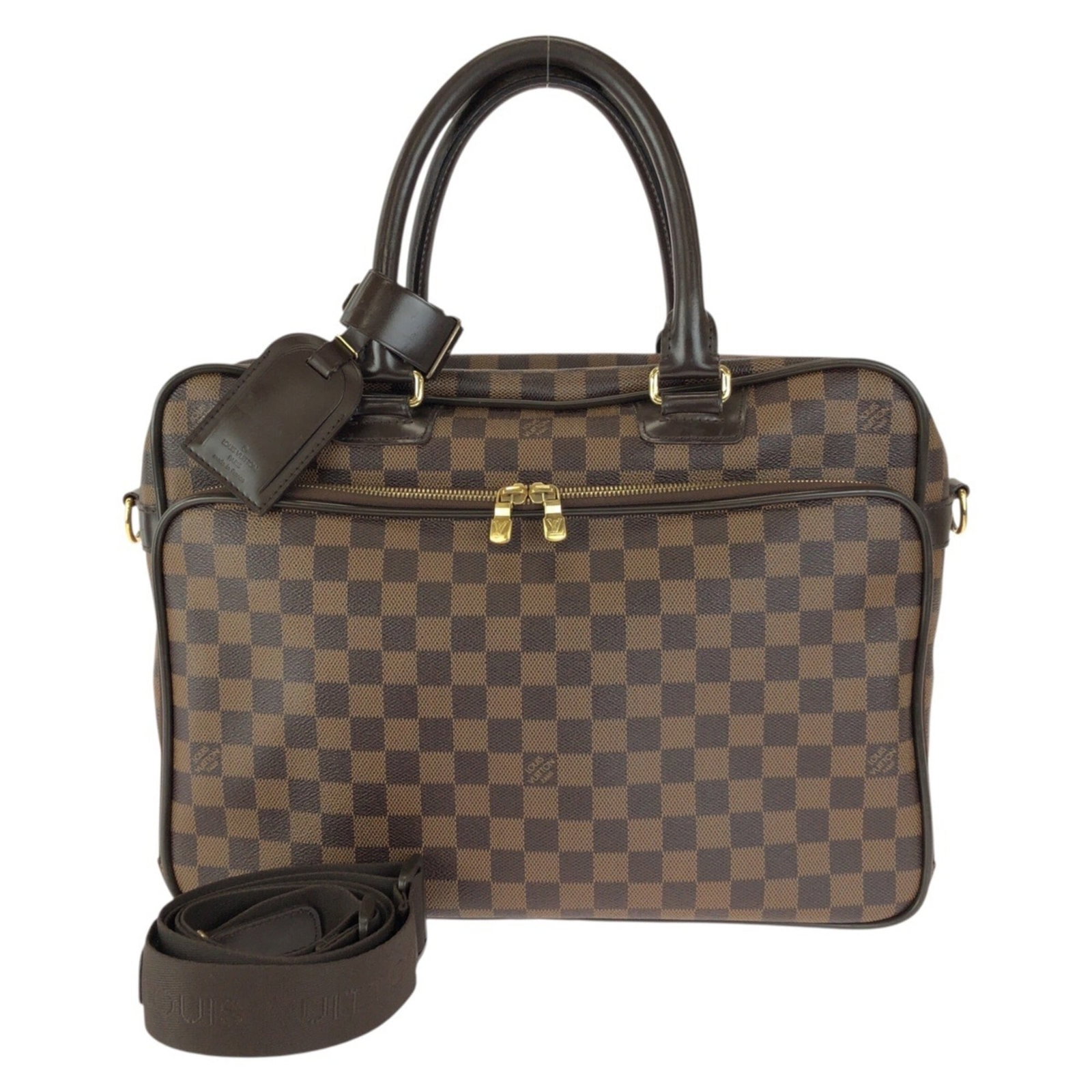 Leather Pvc Louis Vuitton Briefcase: Leather Pvc Louis Vuitton Briefcase Damier Canvas and Ebene leather combination, a classic Louis Vuitton design. This briefcase features the iconic N23252 monogram pattern and measures 28cm x 38cm x