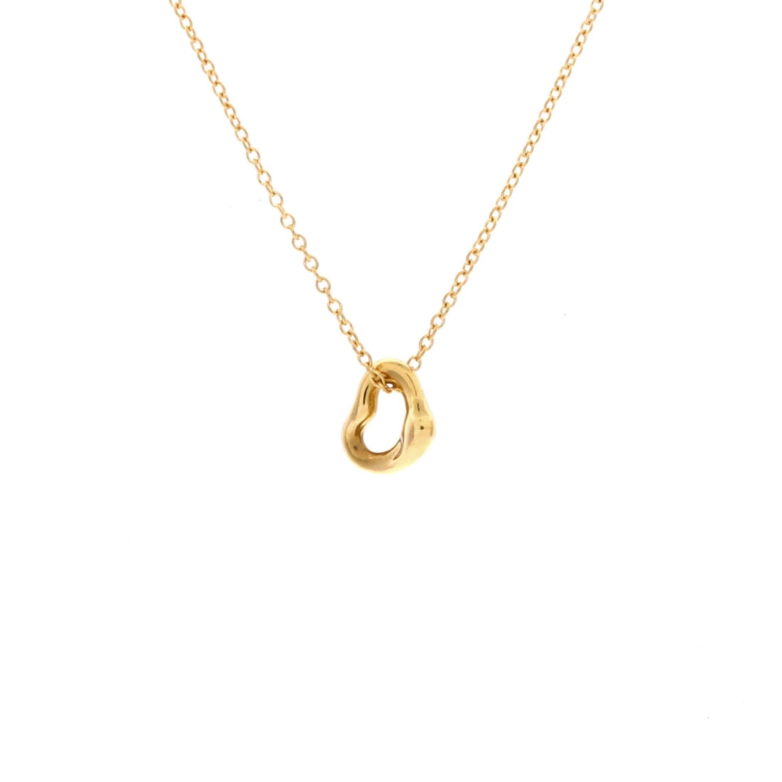 Tiffany & Co. Elsa Peretti Open Heart Pendant Necklace 18K Yellow Gold 7mm: Tiffany & Co. Elsa Peretti Open Heart Pendant Necklace 18K Yellow Gold 7mm 18K Yellow Gold Elsa Peretti Open Heart Pendant Necklace measures 16 inches in length, featuring a 6.40mm x 7.00mm open heart
