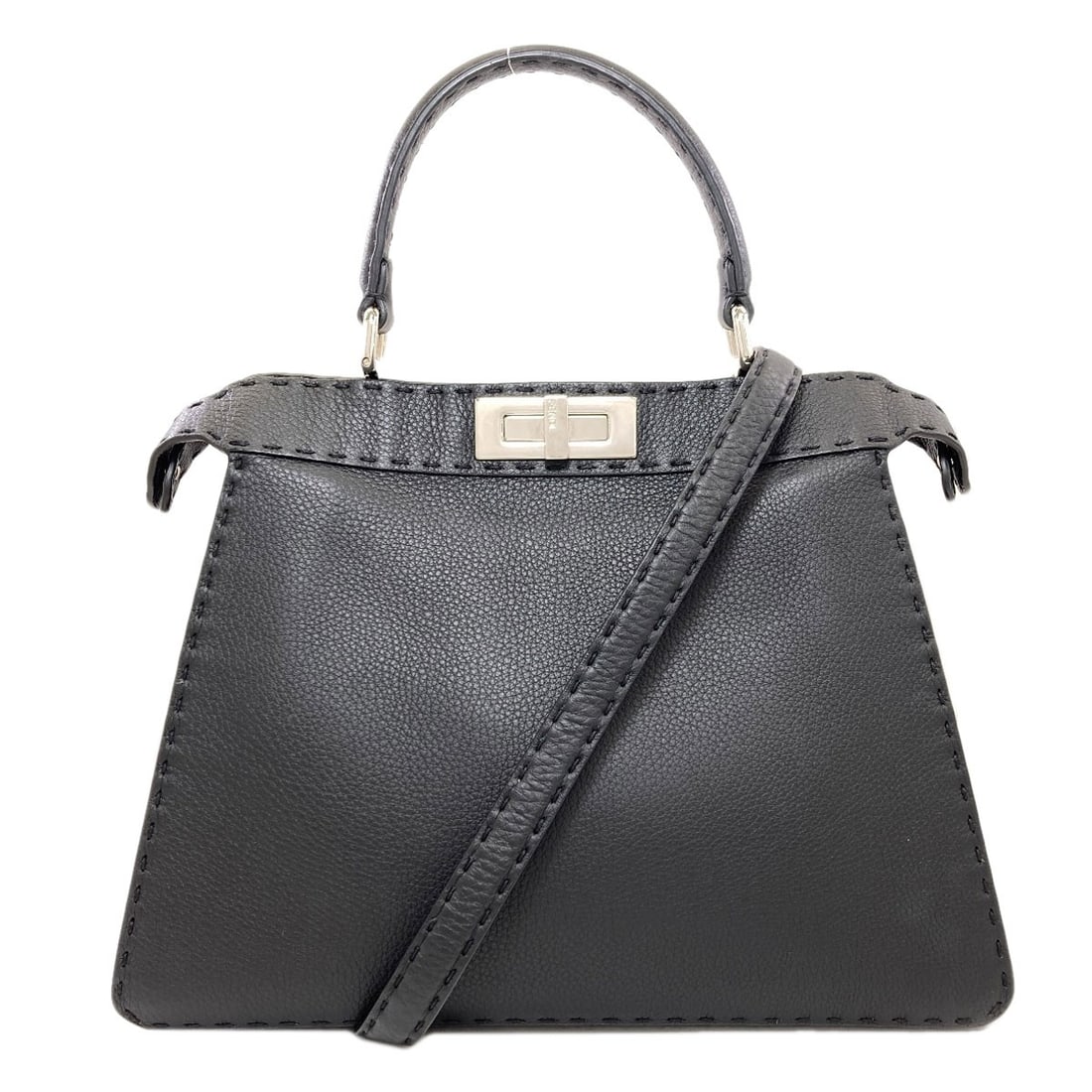 Selleria Fendi Peekaboo Handbag 2Way Calf: Selleria Fendi Peekaboo Handbag 2Way Calf Selleria Fendi Peekaboo Handbag in black, featuring Calf exterior material. This 2Way Calf design showcases the brand's signature style with a sleek and