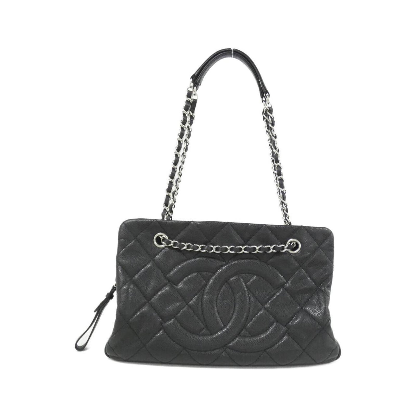 Calfskin Grained Chanel Bag: Calfskin Grained Chanel Bag Black Grained Calfskin Chanel Bag with Classic Design. This shoulder bag features genuine grained calfskin material and measures 20cm x 32cm x 11cm, making it a stylish