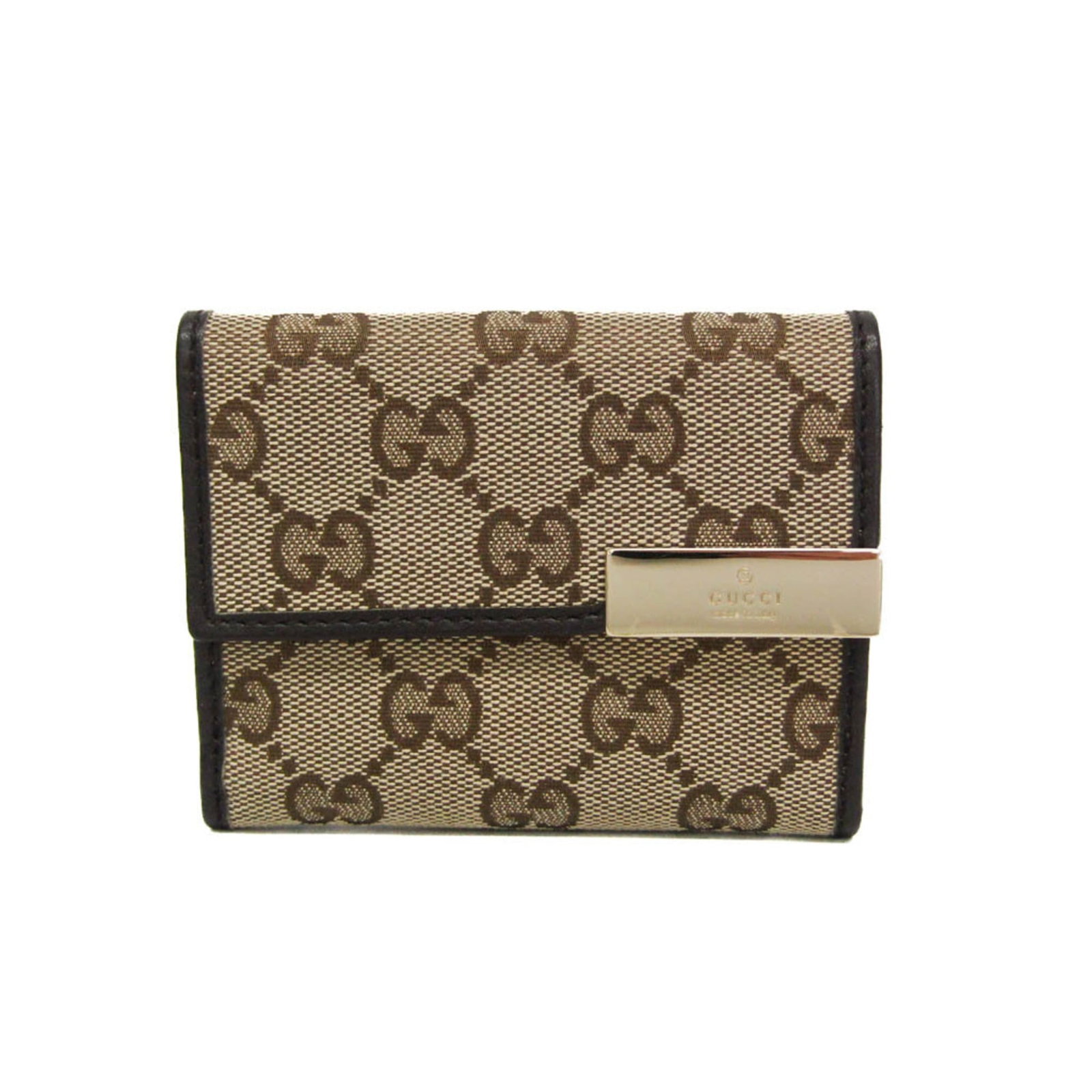 Gucci Wallet (Tri-Fold) Gg Canvas Leather: Gucci Wallet (Tri-Fold) Gg Canvas Leather Gucci's iconic tri-fold wallet features GG canvas and leather construction, with a classic beige and brown color combination. The snap fastener closure and bi