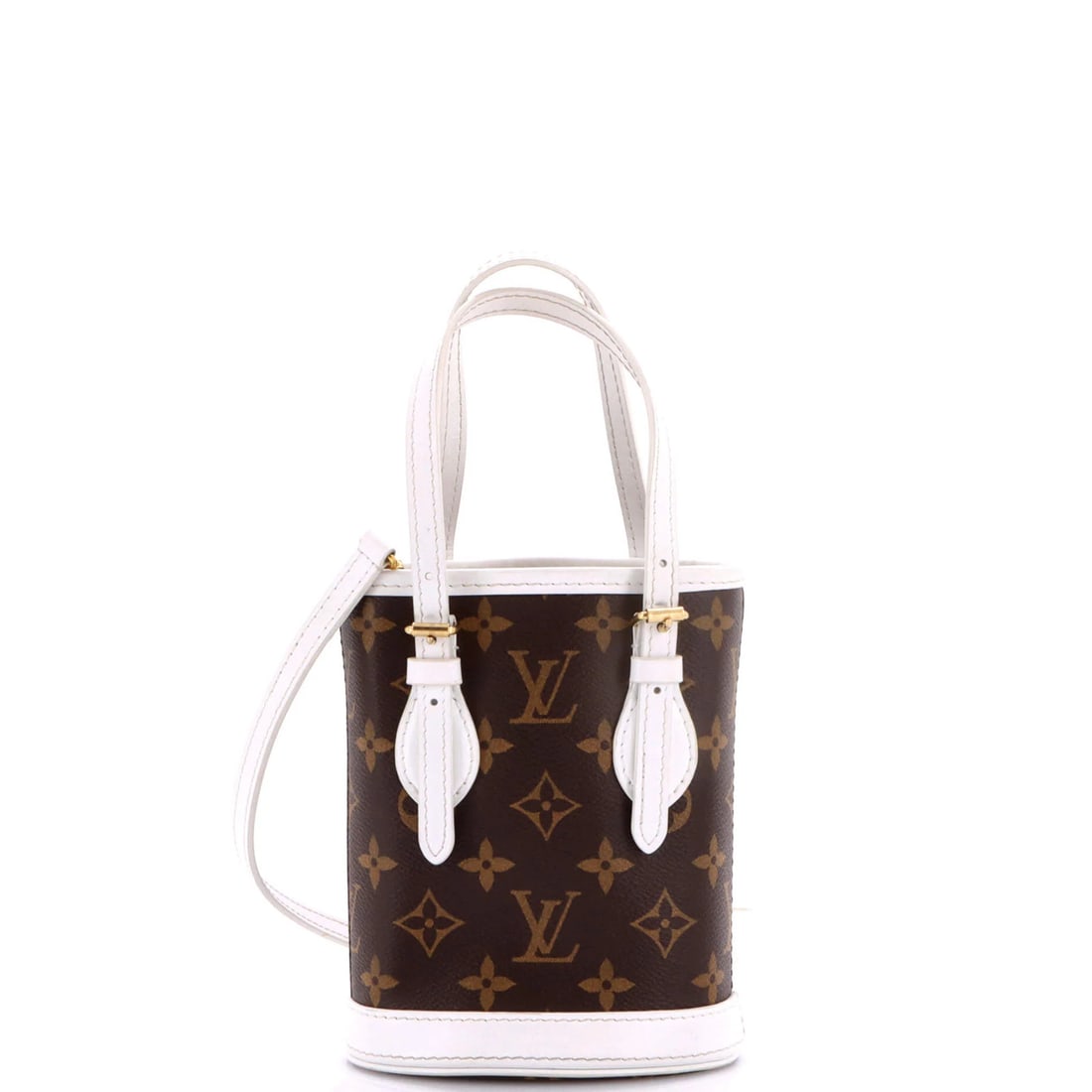 LV Bucket Bag Match Nano Monogram Canvas Louis Vuitton: LV Bucket Bag Match Nano Monogram Canvas Louis Vuitton Brown Canvas Coated Leather Louis Vuitton Bucket Bag with Nano Monogram Match Style, featuring a classic design and signature monogram pattern. T