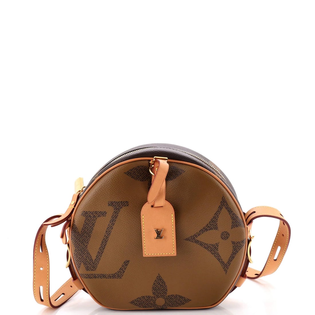 Giant Bag Boite Souple Reverse Monogram Chapeau: Giant Bag Boite Souple Reverse Monogram Chapeau The Louis Vuitton Boite Souple Reverse Monogram Giant Chapeau boasts a striking brown canvas exterior with subtle scuffs and minor creases, showcasing t