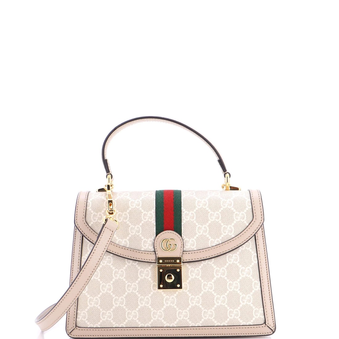 GG Coated Canvas Small Top Flap Bag Gucci Ophidia: GG Coated Canvas Small Top Flap Bag Gucci Ophidia Small GG Coated Canvas Gucci Ophidia Top Flap Bag with Neutral Exterior, Gold Hardware. This top handle bag features canvas coated leather exterior,