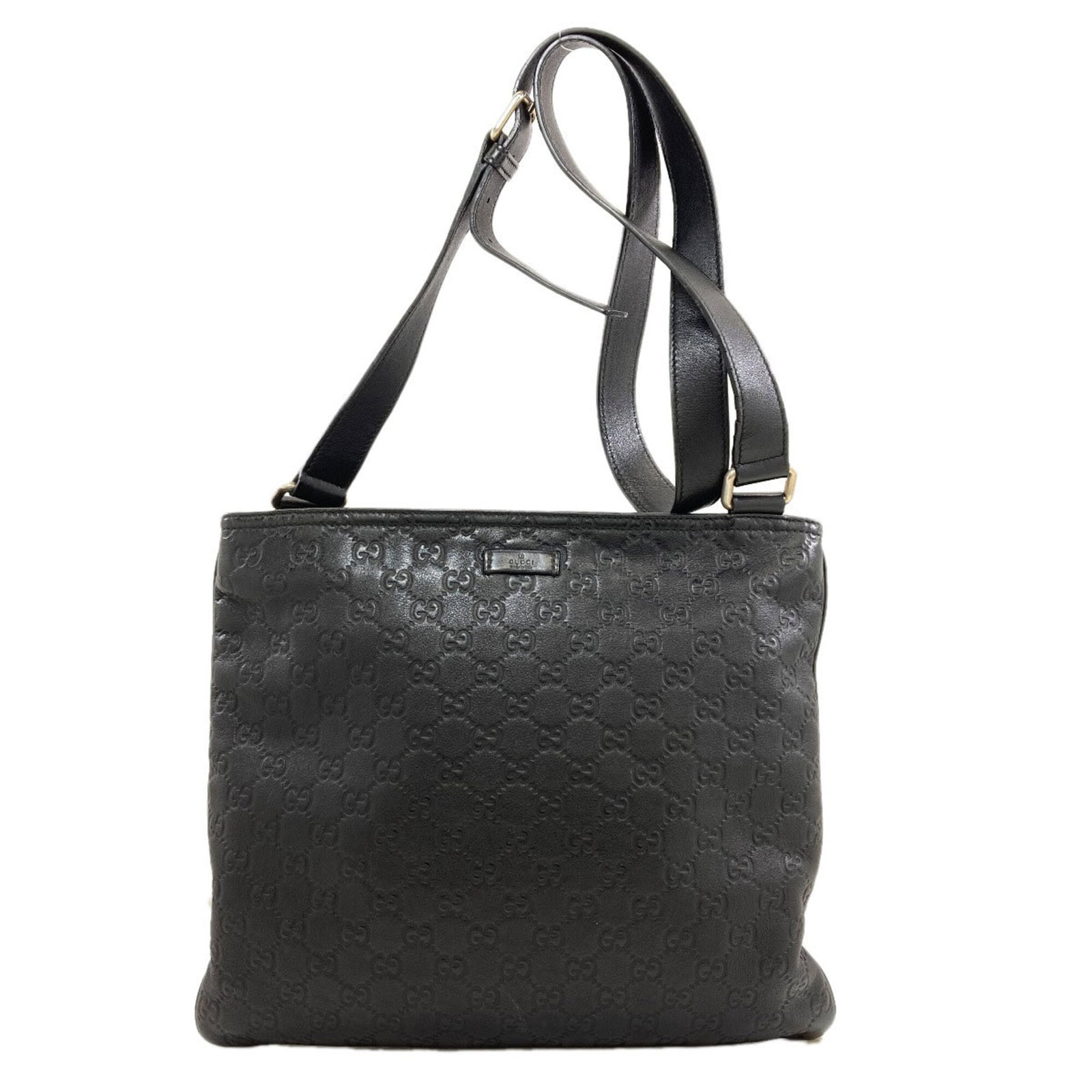 Gucci Shoulder Bag Leather: Gucci Shoulder Bag Leather Black leather shoulder bag from Gucci, measuring 30cm x 33cm x 1cm. This stylish bag features high-quality leather construction and a sleek design that makes it perfect for
