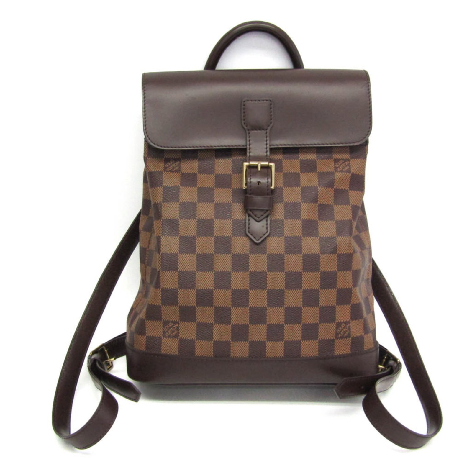 Vuitton Louis Damier Canvas Backpack: Vuitton Louis Damier Canvas Backpack The Louis Vuitton Soho N51132 Damier Canvas Backpack boasts classic style with its iconic Ebene color and signature Damier pattern. With a spacious open pocket and