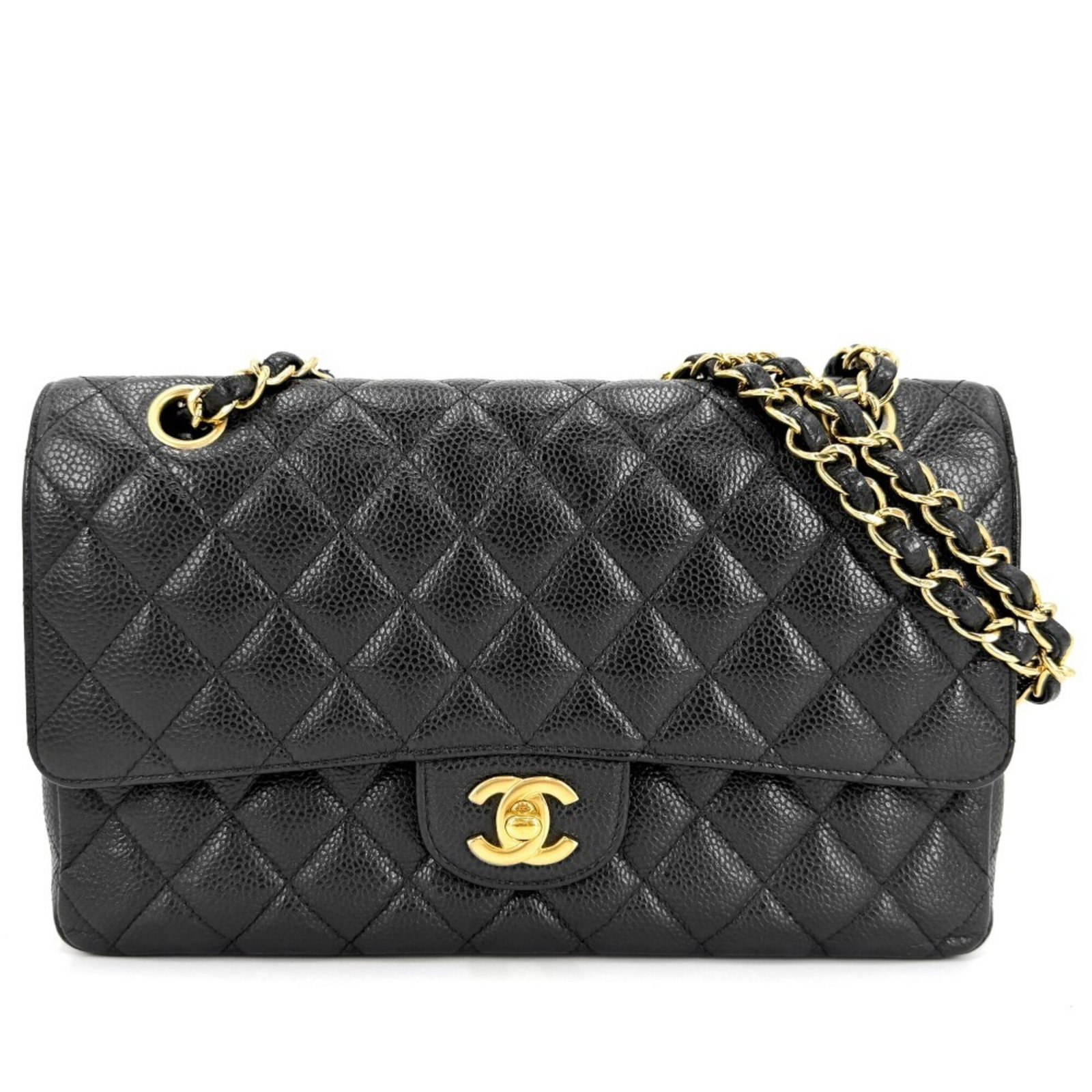 Calfskin Grained Chanel Bag: Calfskin Grained Chanel Bag Calfskin Grained Chanel Bag in Black - A Timeless Classic. Made from high-quality grained calfskin, this shoulder bag features a sleek and sophisticated design that exudes 