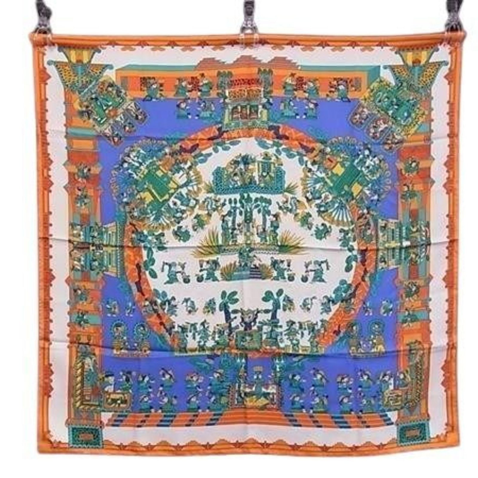 Silk Hermes Scarf 100%: Silk Hermes Scarf 100% Silk Hermes Scarf, 100% authentic, features a vibrant multi-color design. Made from high-quality silk, this scarf measures 88cm x 88cm and showcases the iconic style of French